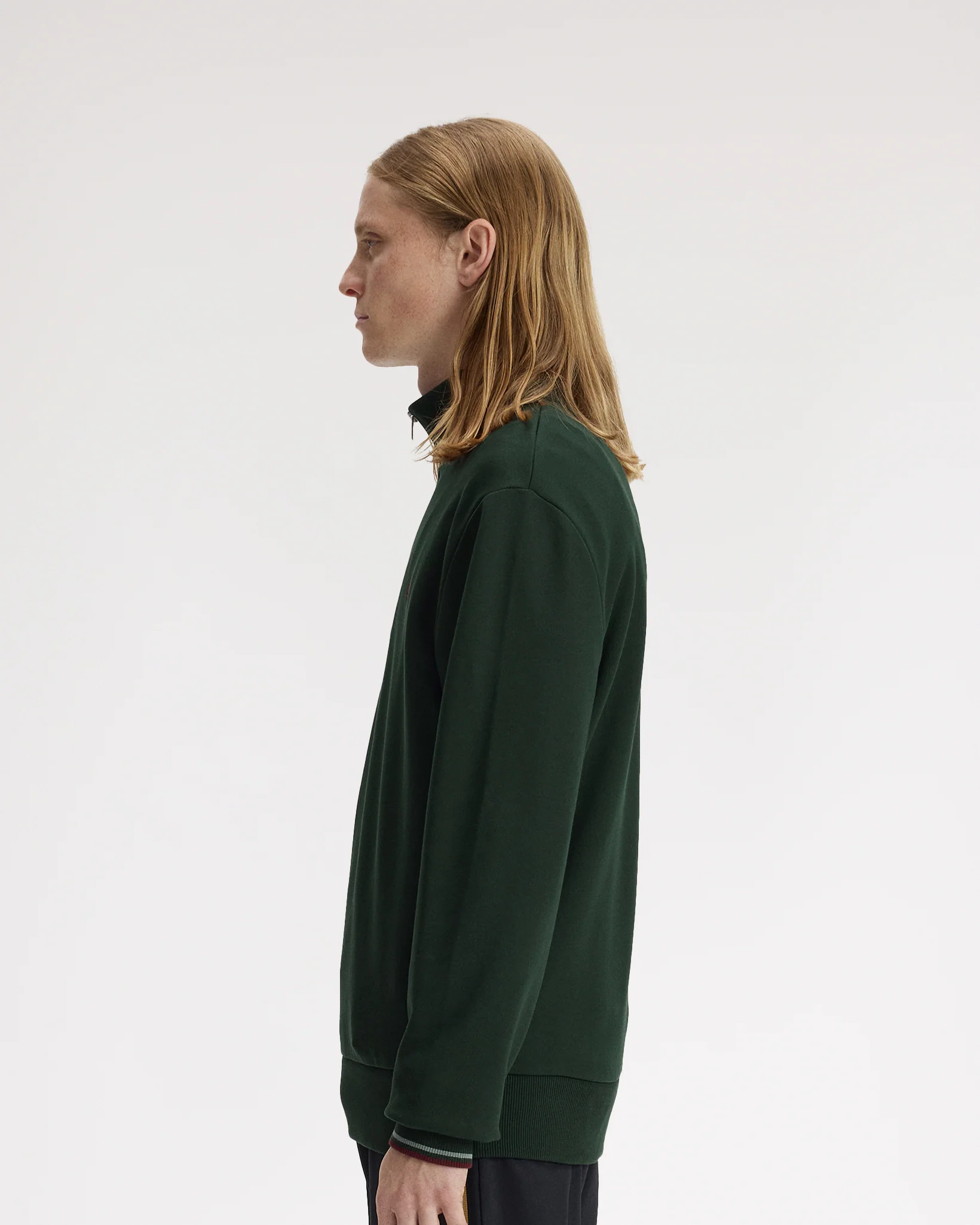 Fred Perry Half Zip Sweatshirt - Grassroots / Stockport Blue / Oxblood - Image 4