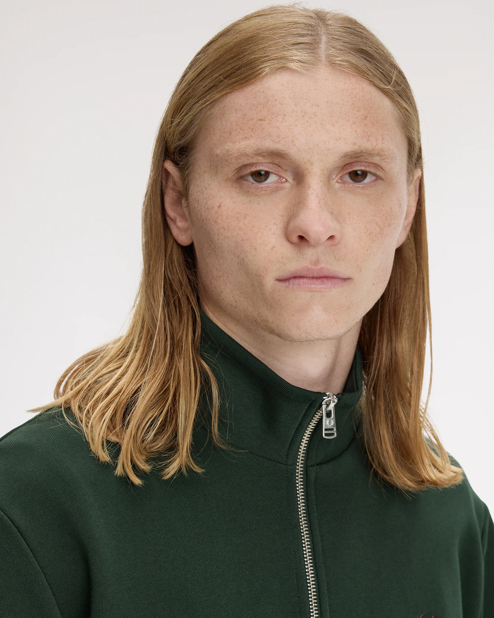 Fred Perry Half Zip Sweatshirt - Grassroots / Stockport Blue / Oxblood - Image 5