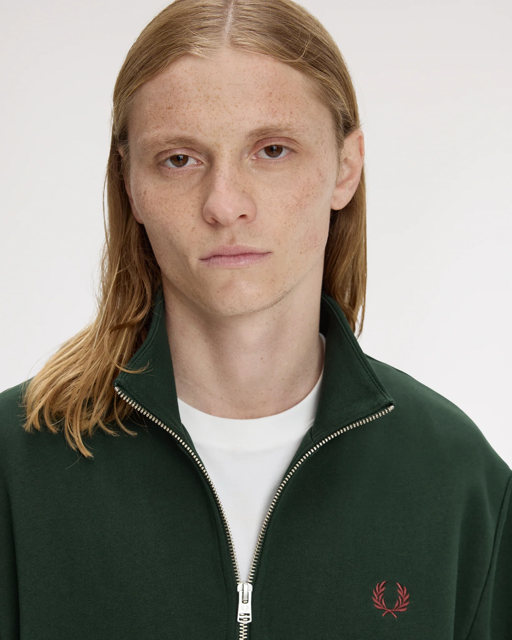 Fred Perry Half Zip Sweatshirt - Grassroots / Stockport Blue / Oxblood - Image 6