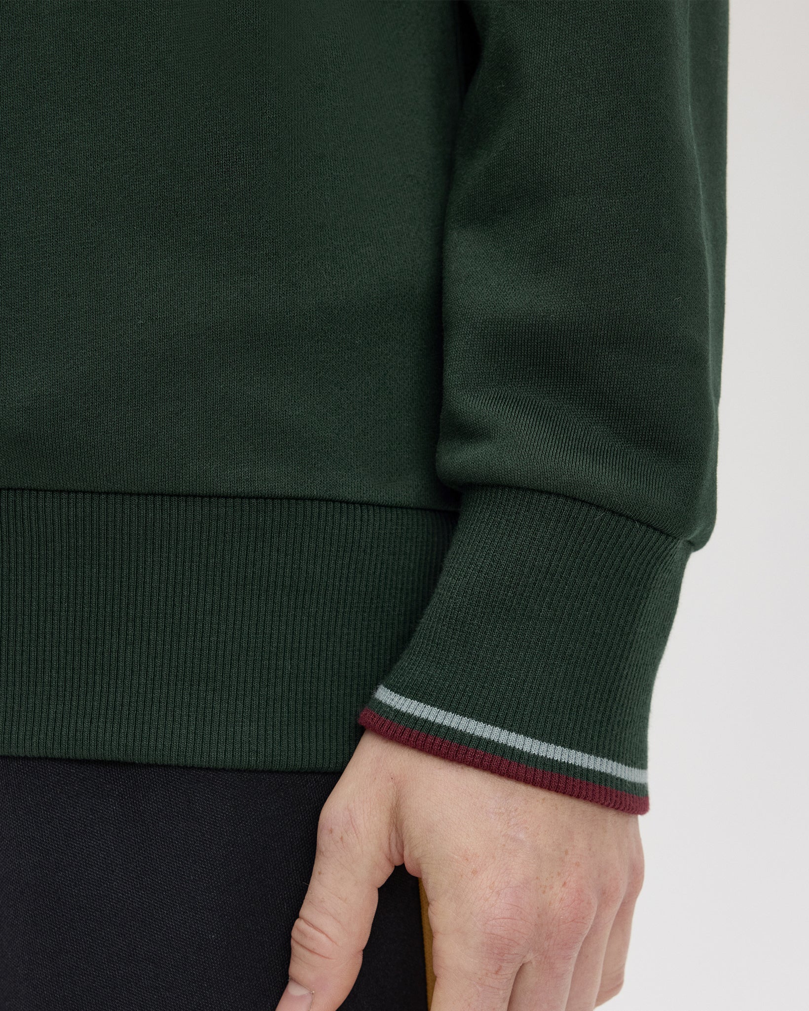 Fred Perry Half Zip Sweatshirt - Grassroots / Stockport Blue / Oxblood - Image 8