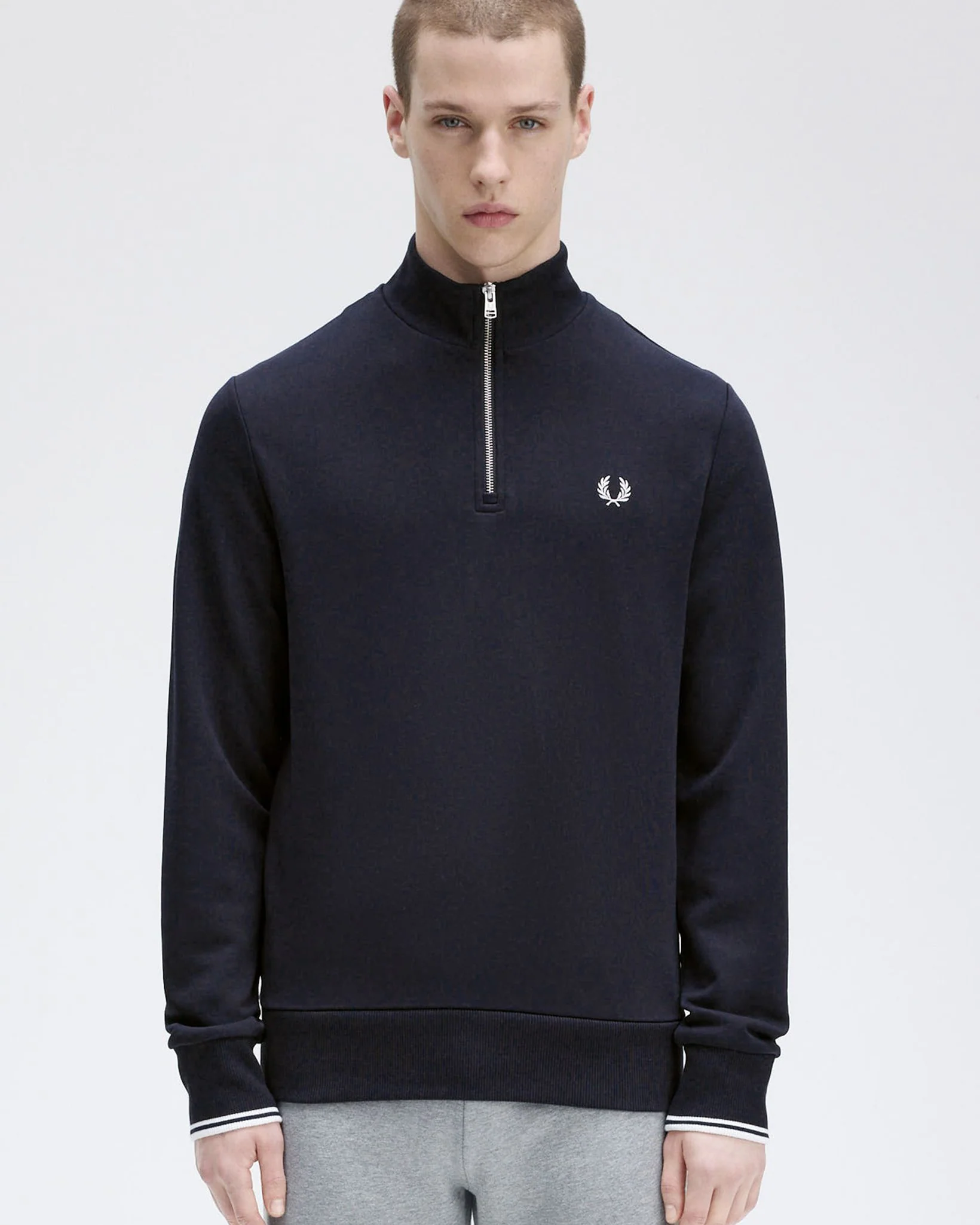 Fred Perry Half Zip Sweatshirt - Navy - Image 2