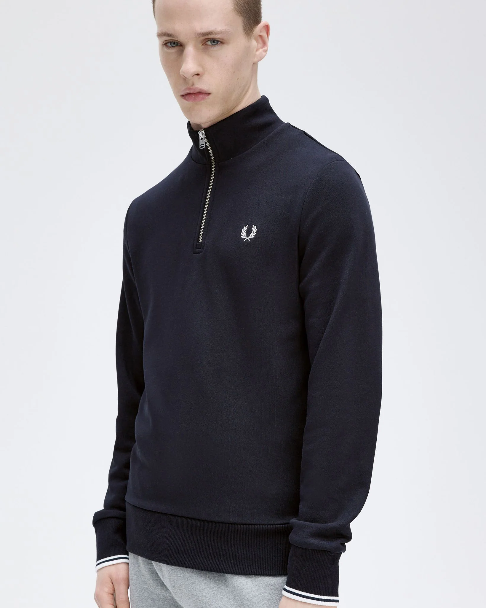 Fred Perry Half Zip Sweatshirt - Navy - Image 4
