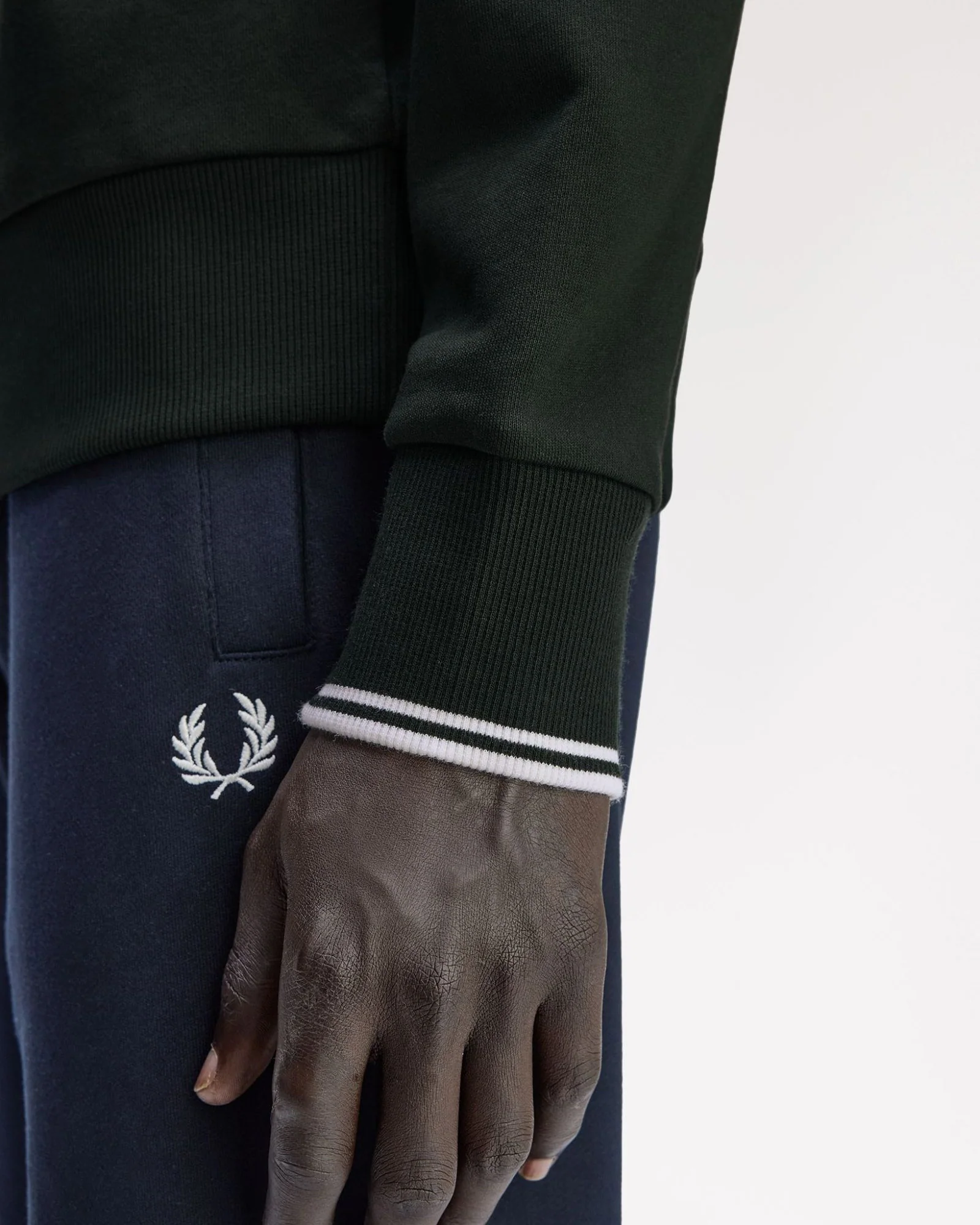 Fred Perry Half Zip Sweatshirt - Night Green / Snow White - Image 8