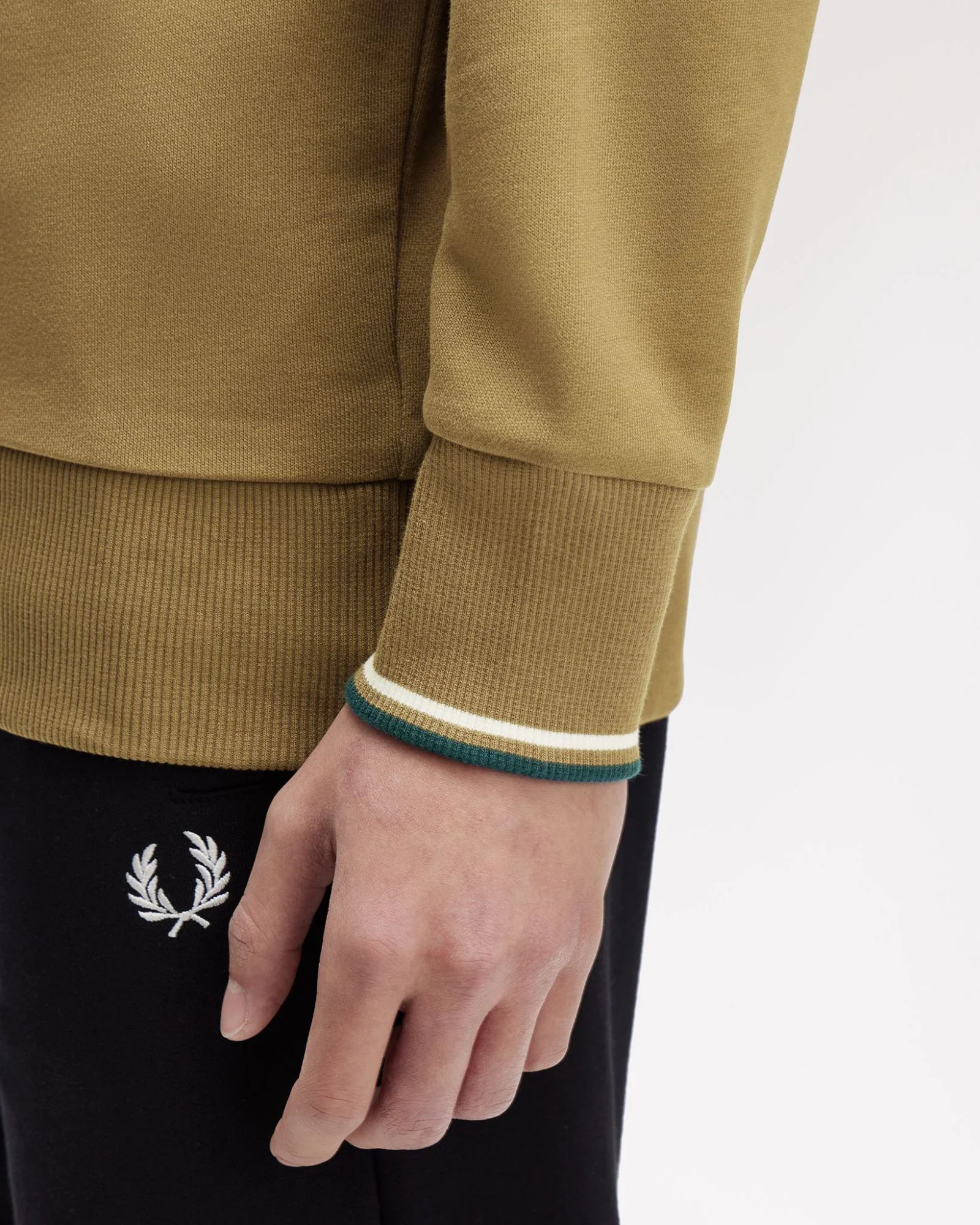 Fred Perry Half Zip Sweatshirt - Shaded Stone / Ecru / Dark Petrol - Image 7