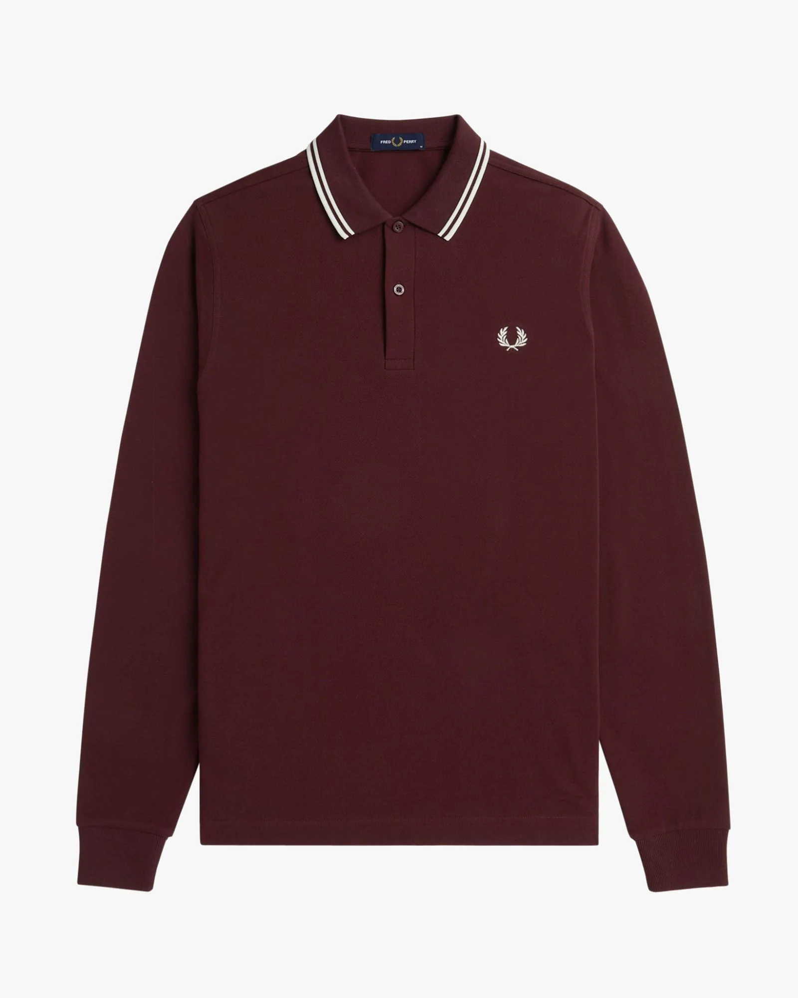 Fred Perry L/S Twin Tipped Polo Shirt - Oxblood / Ecru