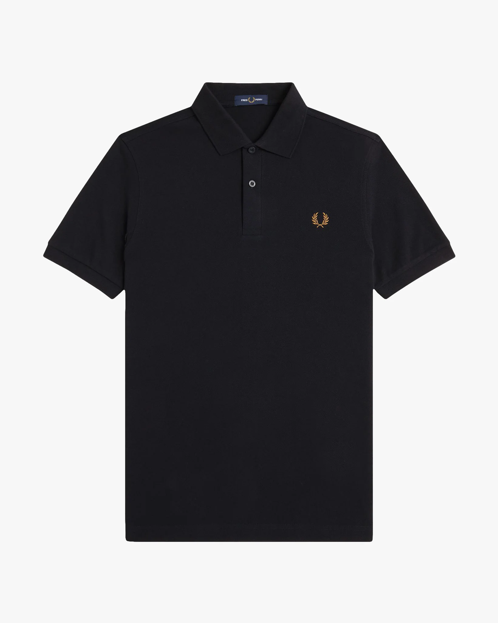 Fred Perry Plain Polo Shirt - Black / Dark Caramel