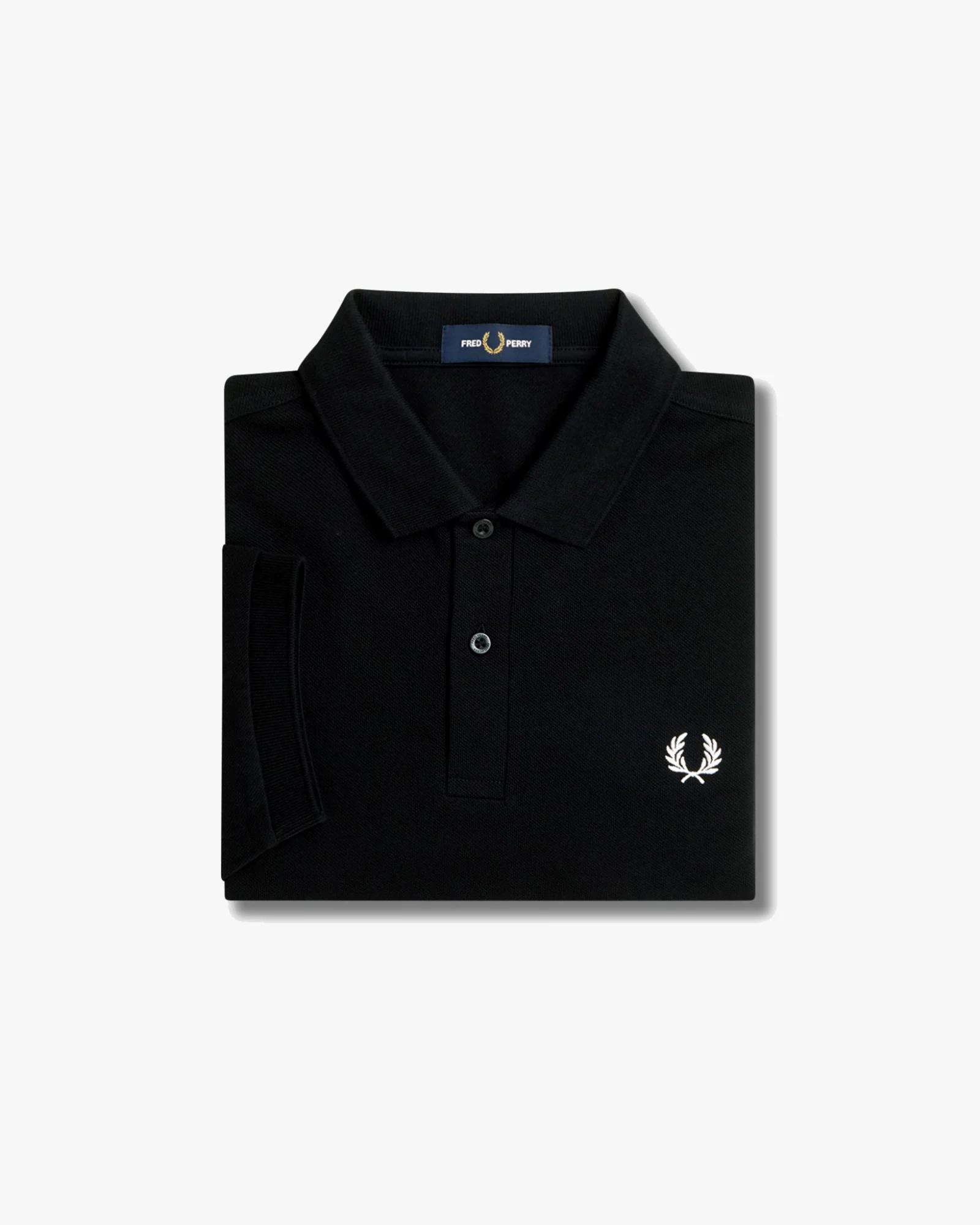 Fred Perry Plain Polo Shirt - Black / Snow White - Image 7