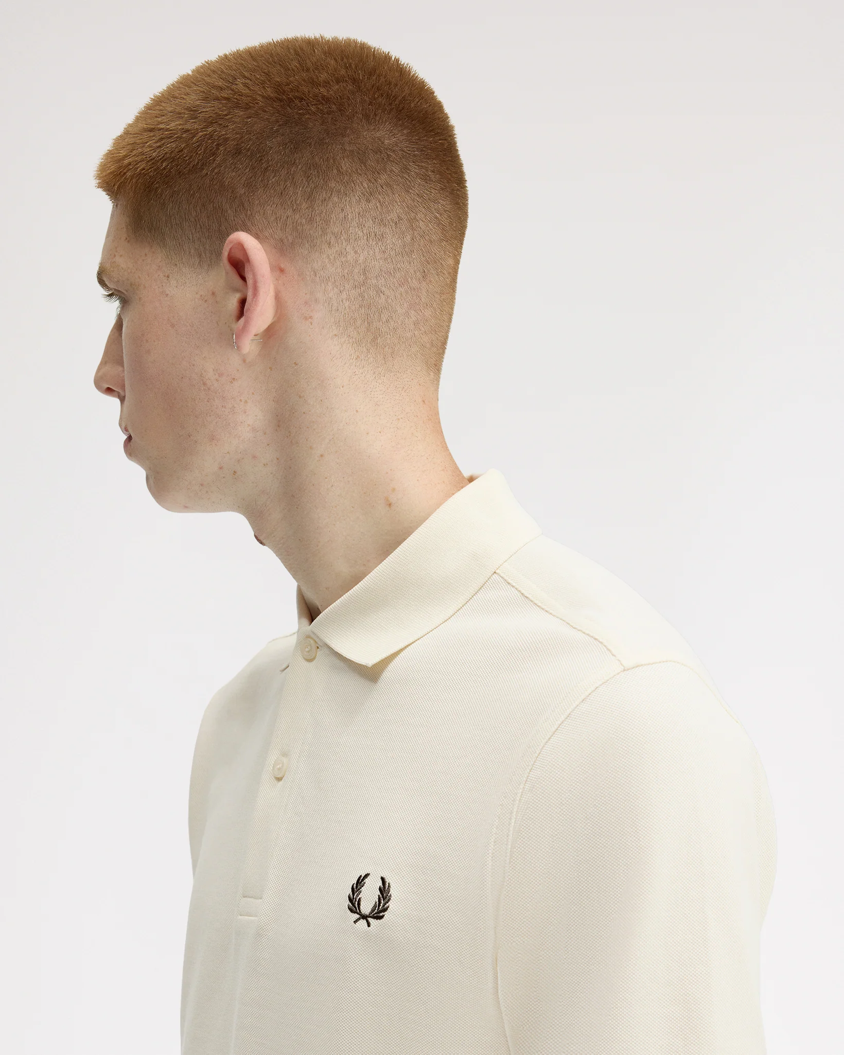 Fred Perry Plain Polo Shirt - Ecru / Grassroots - Image 6
