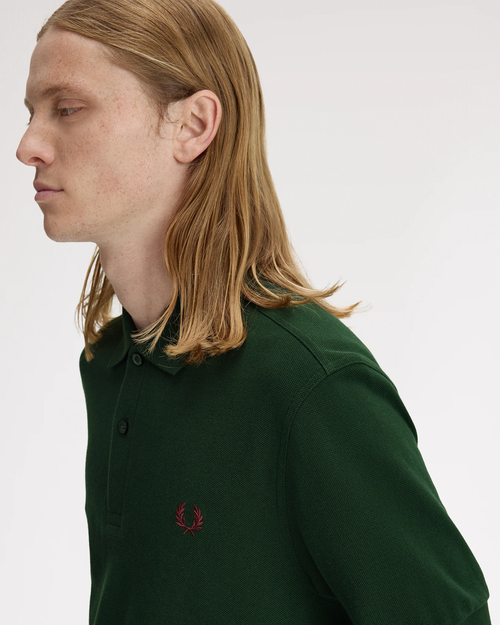 Fred Perry Plain Polo Shirt - Grassroots / Oxblood - Image 5