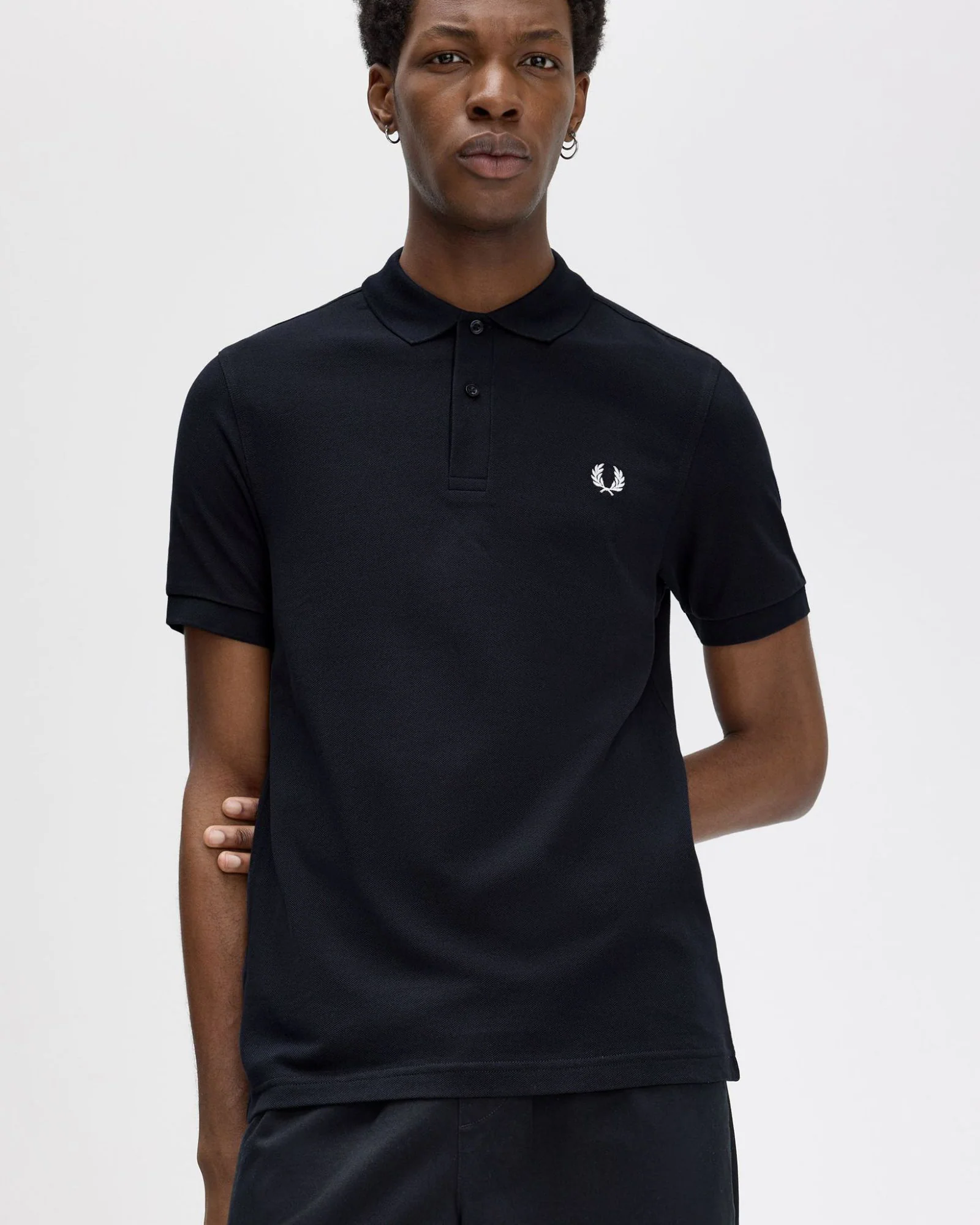 Fred Perry Plain Polo Shirt - Navy / Snow White - Image 5