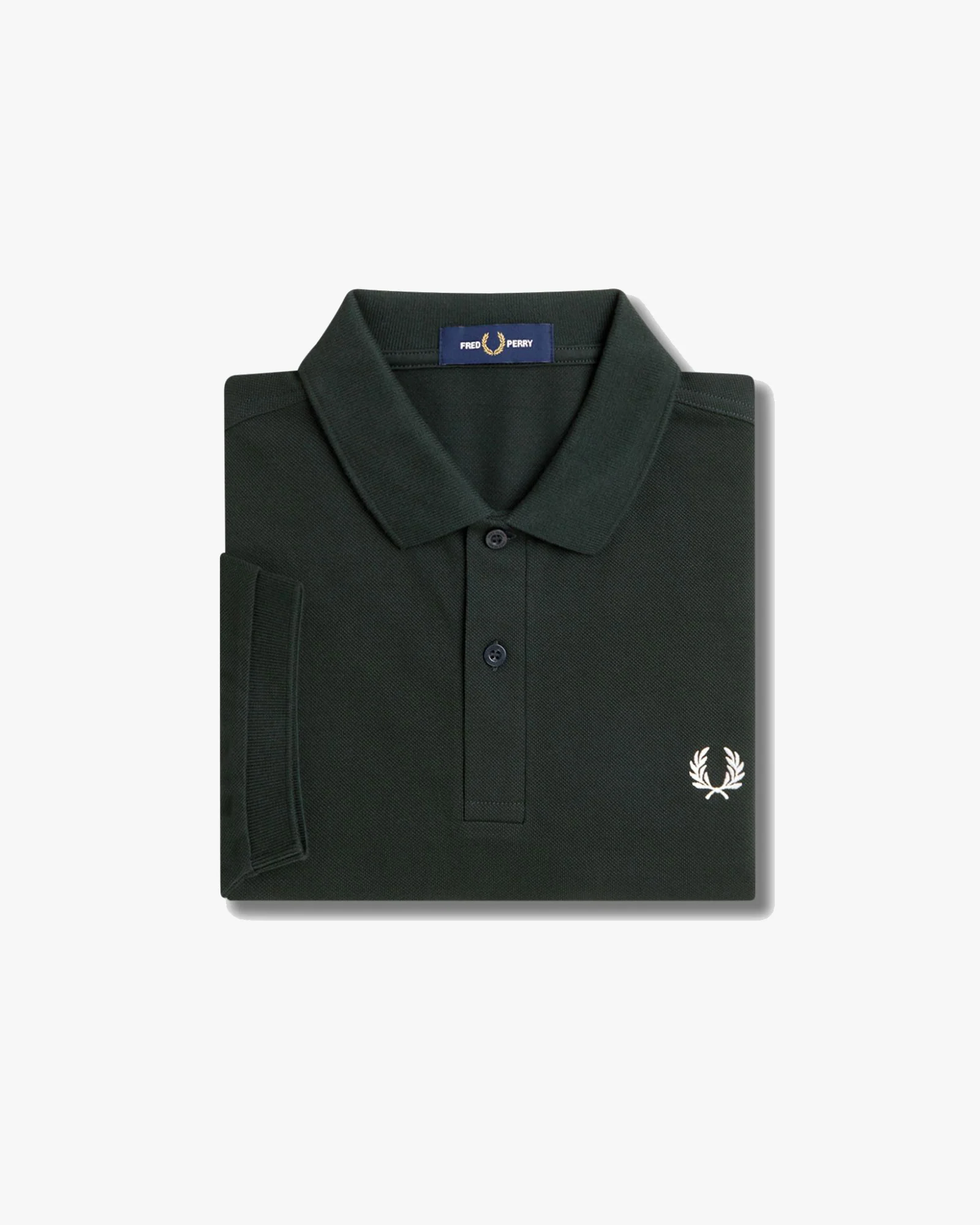 Fred Perry Plain Polo Shirt - Night Green / Snow White - Image 6