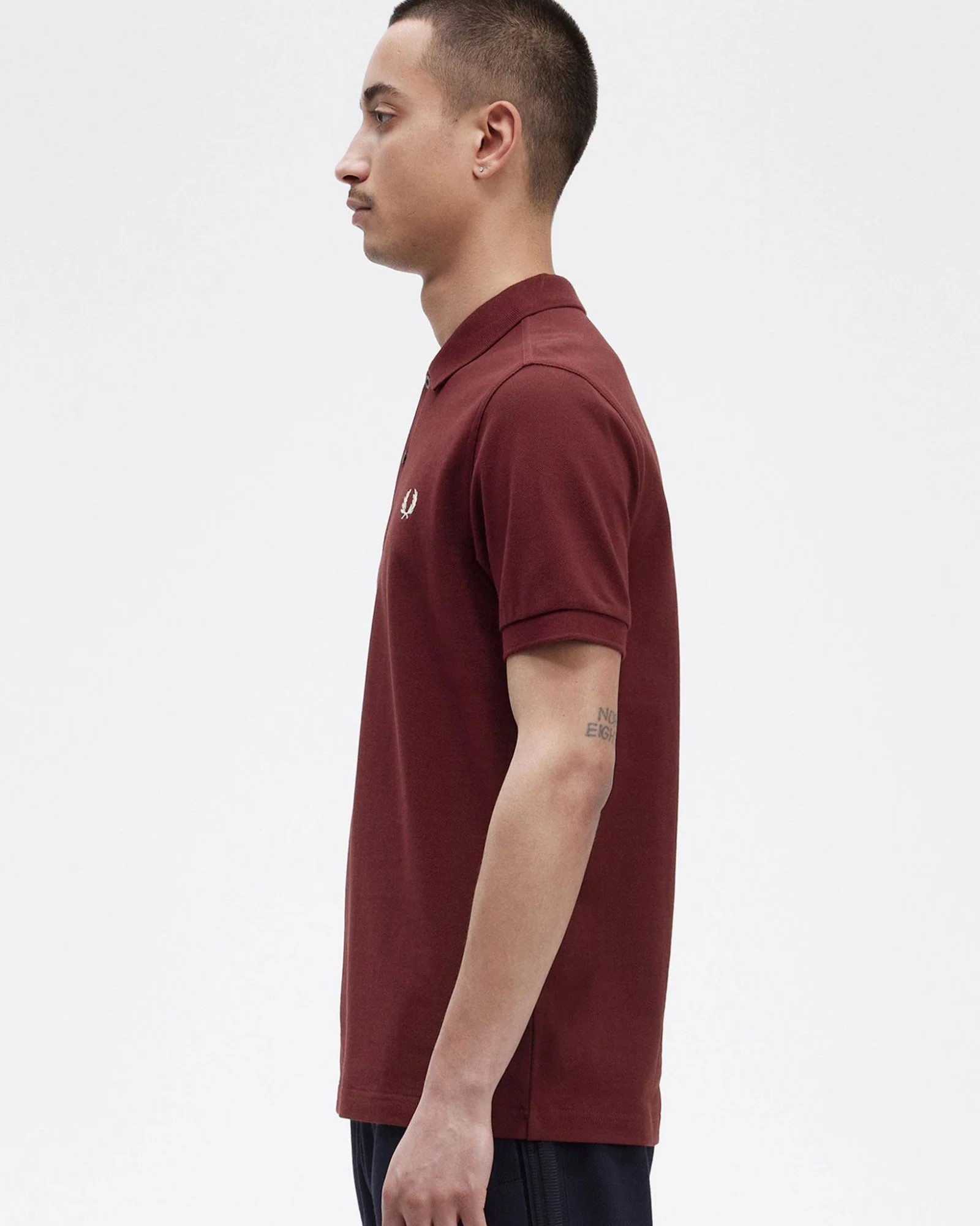 Fred Perry Plain Polo Shirt - Oxblood / Ecru - Image 3