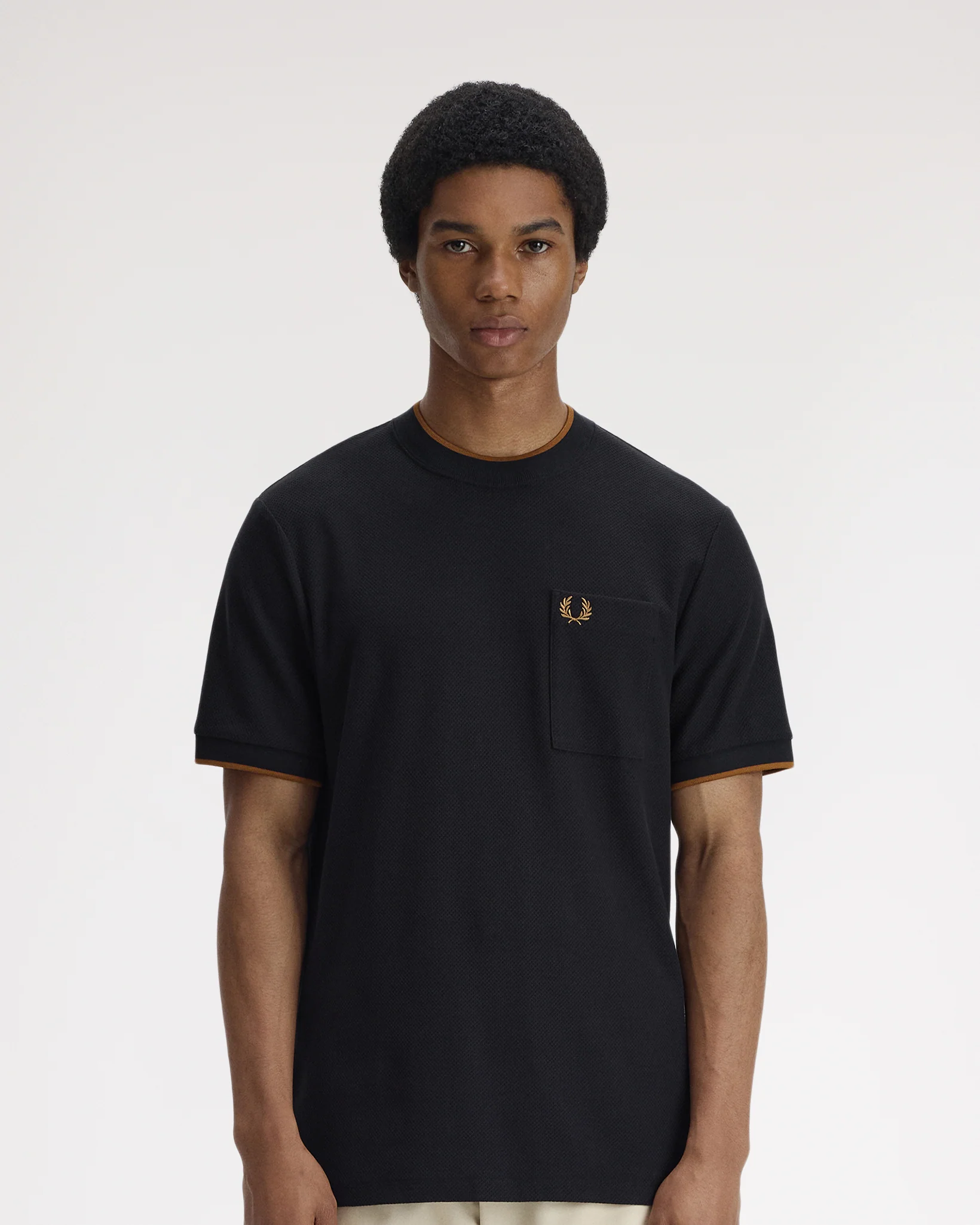 Fred Perry Pocket Detail Pique T-Shirt - Black - Image 2