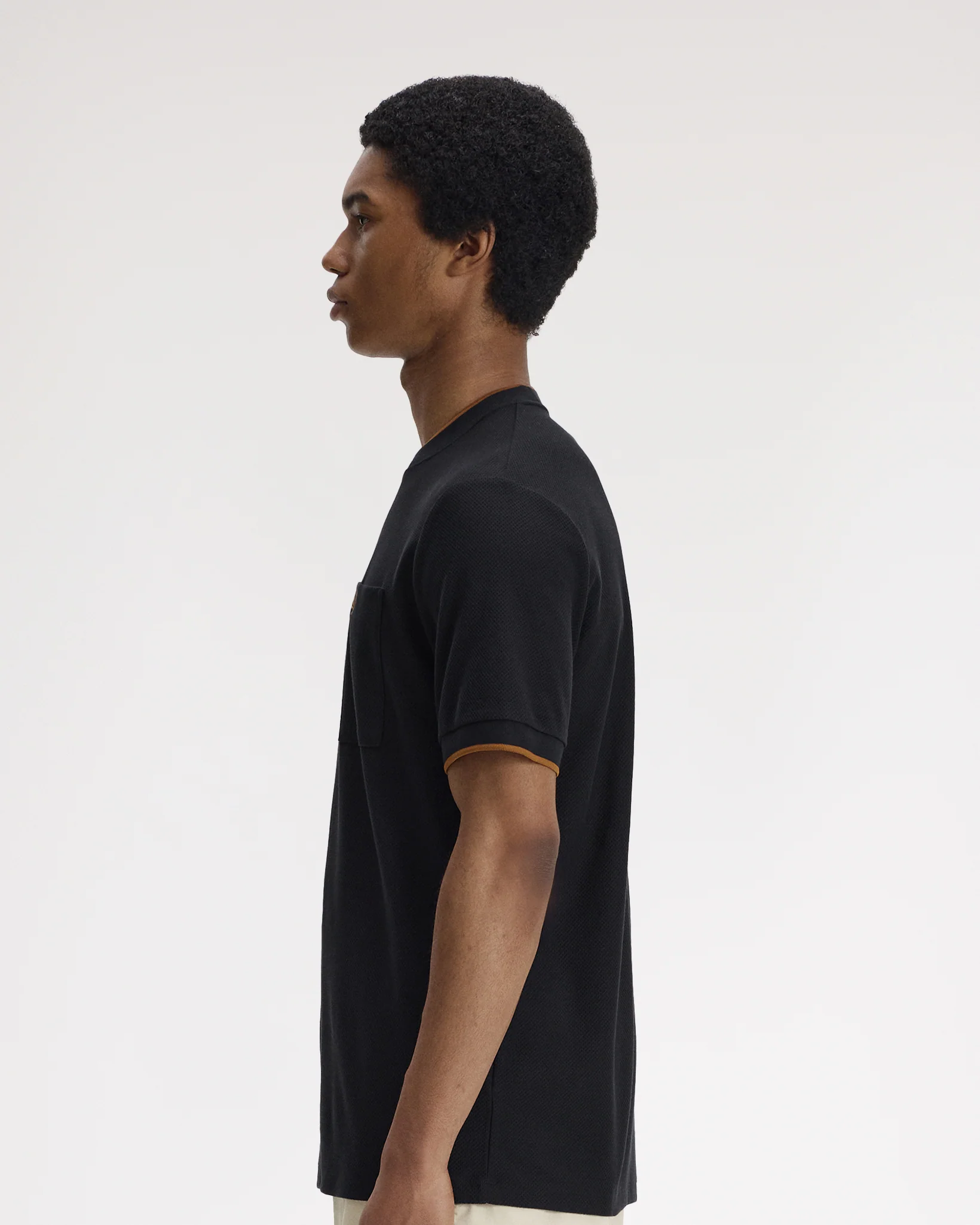 Fred Perry Pocket Detail Pique T-Shirt - Black - Image 4