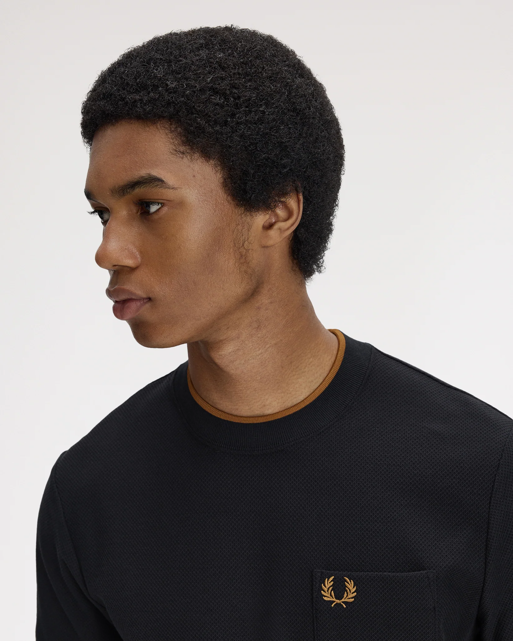 Fred Perry Pocket Detail Pique T-Shirt - Black - Image 5