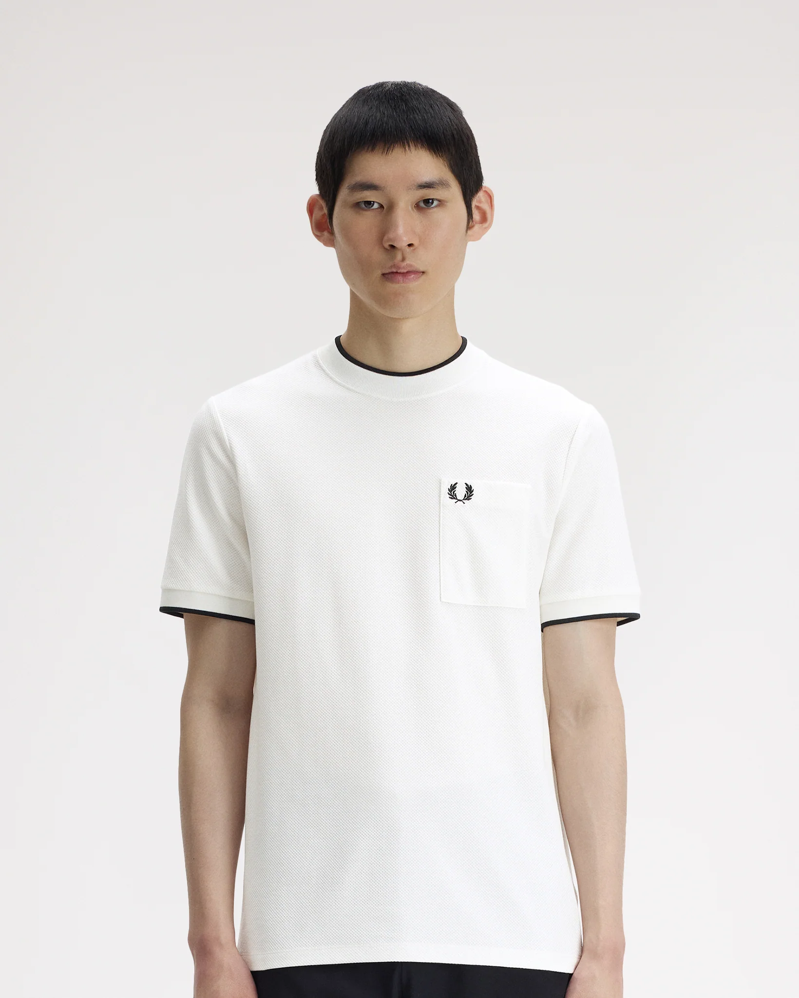 Fred Perry Pocket Detail Pique T-Shirt - Snow White - Image 2