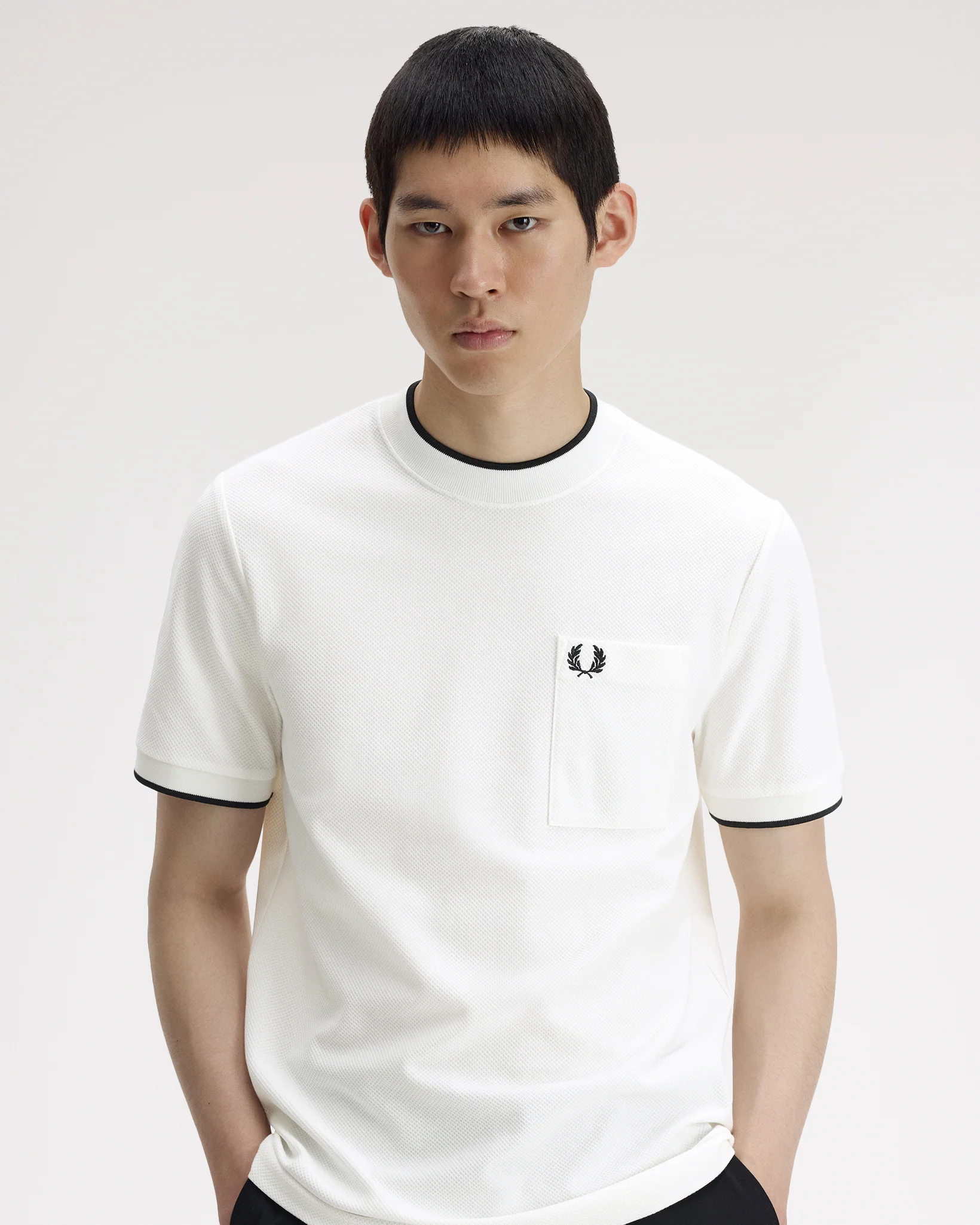 Fred Perry Pocket Detail Pique T-Shirt - Snow White - Image 4
