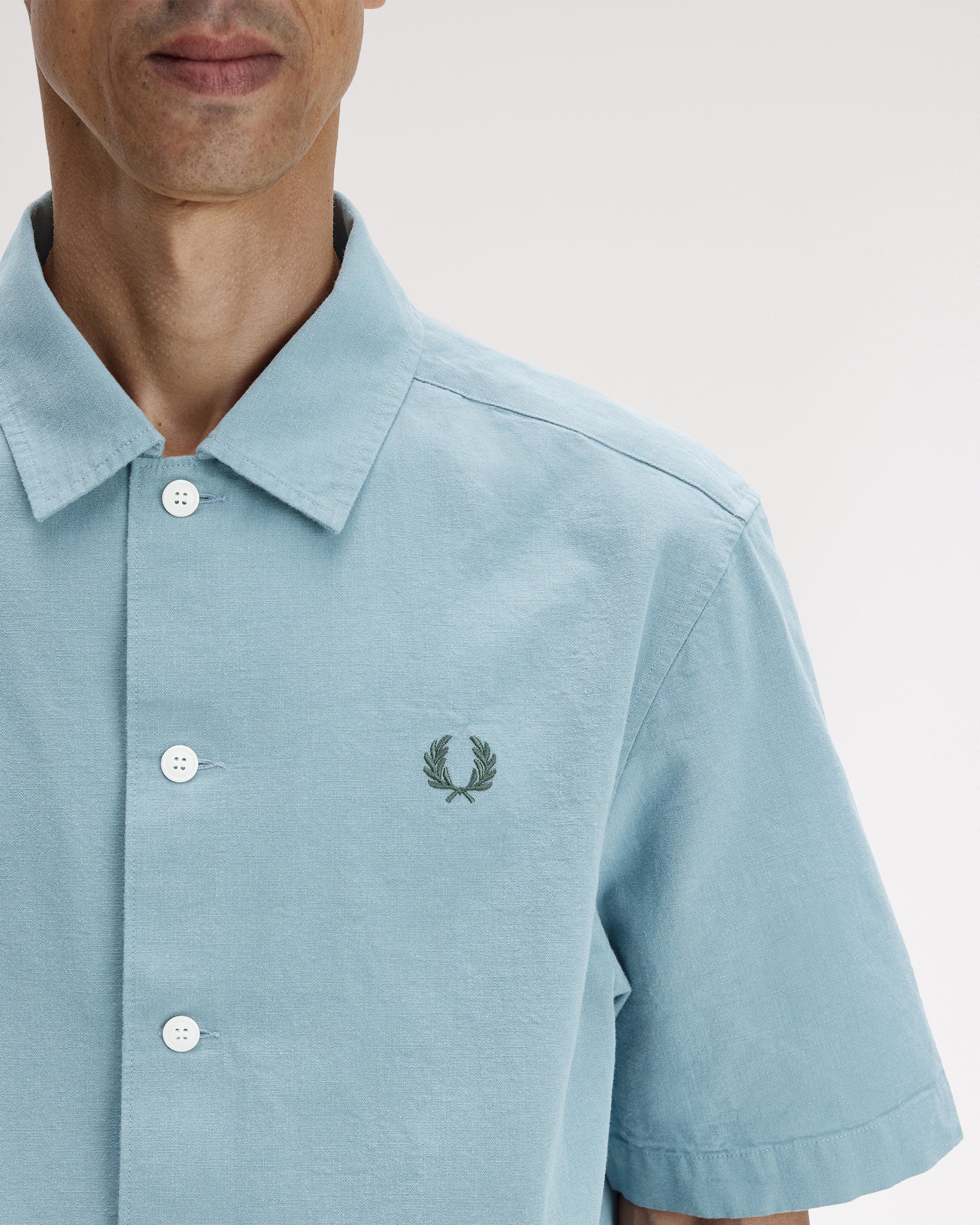 Fred Perry Pocket Detail S/S Shirt - Stockport Blue - Image 6