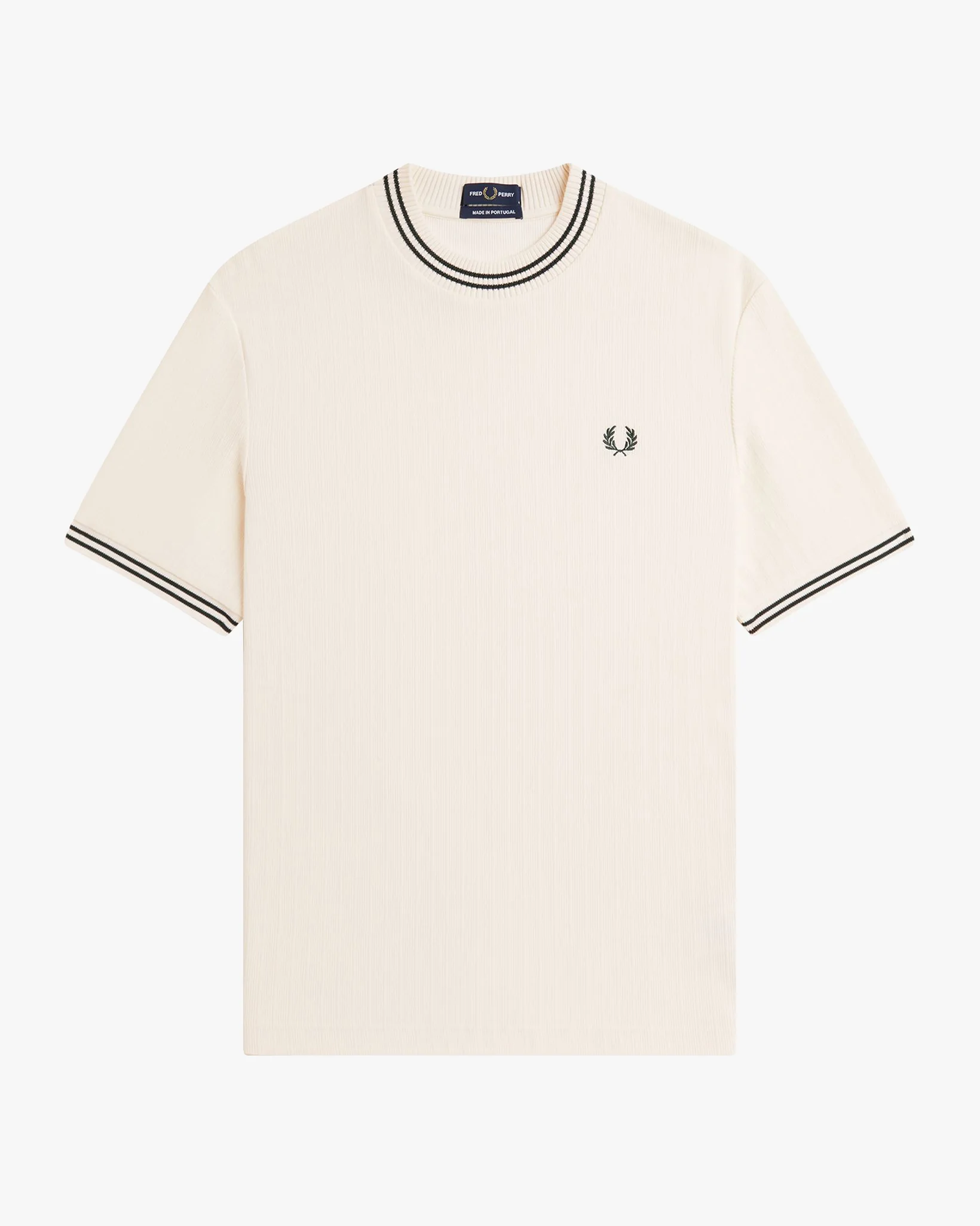 Fred Perry Ribbed Jersey Tee - Ecru
