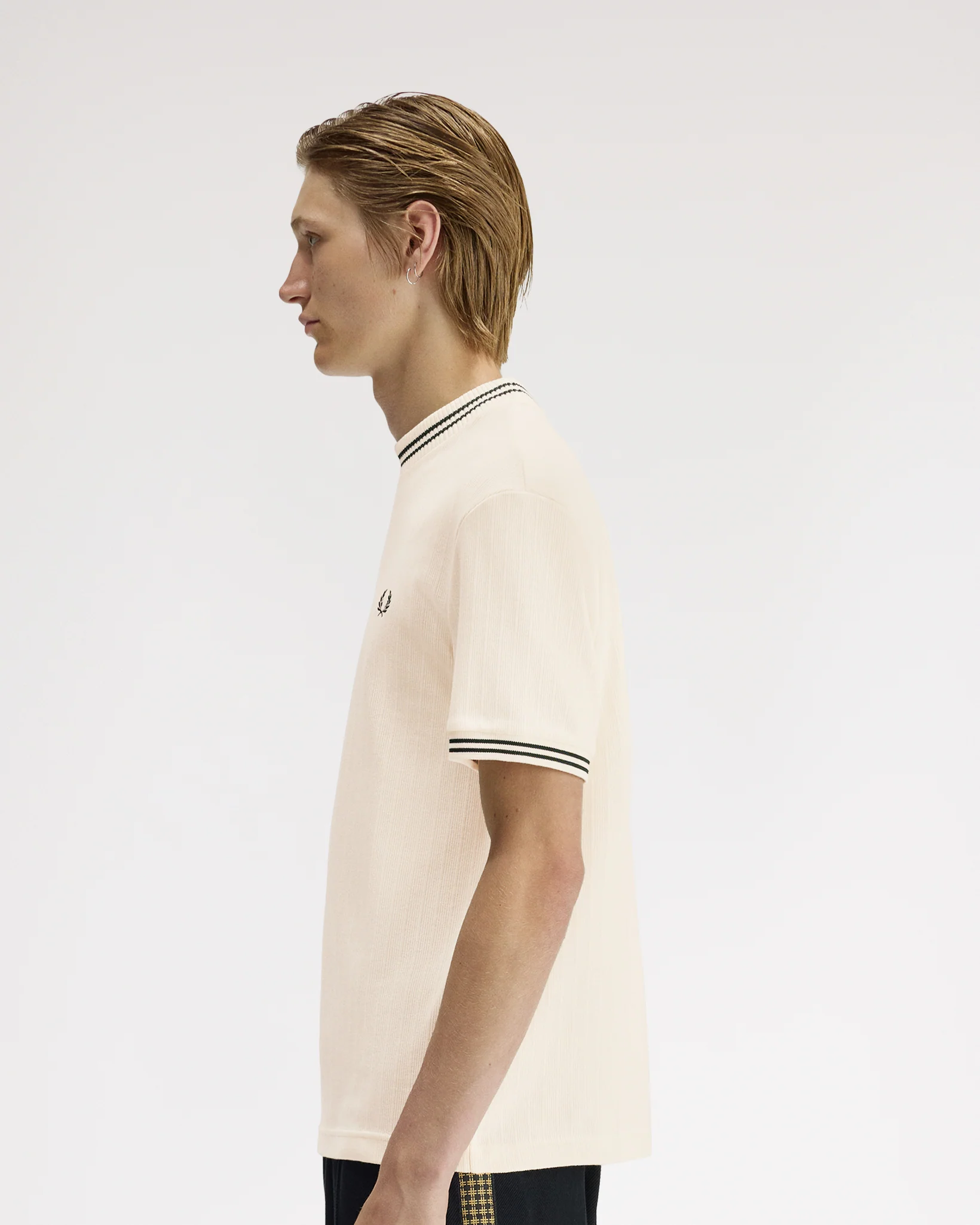 Fred Perry Ribbed Jersey Tee - Ecru - Image 4