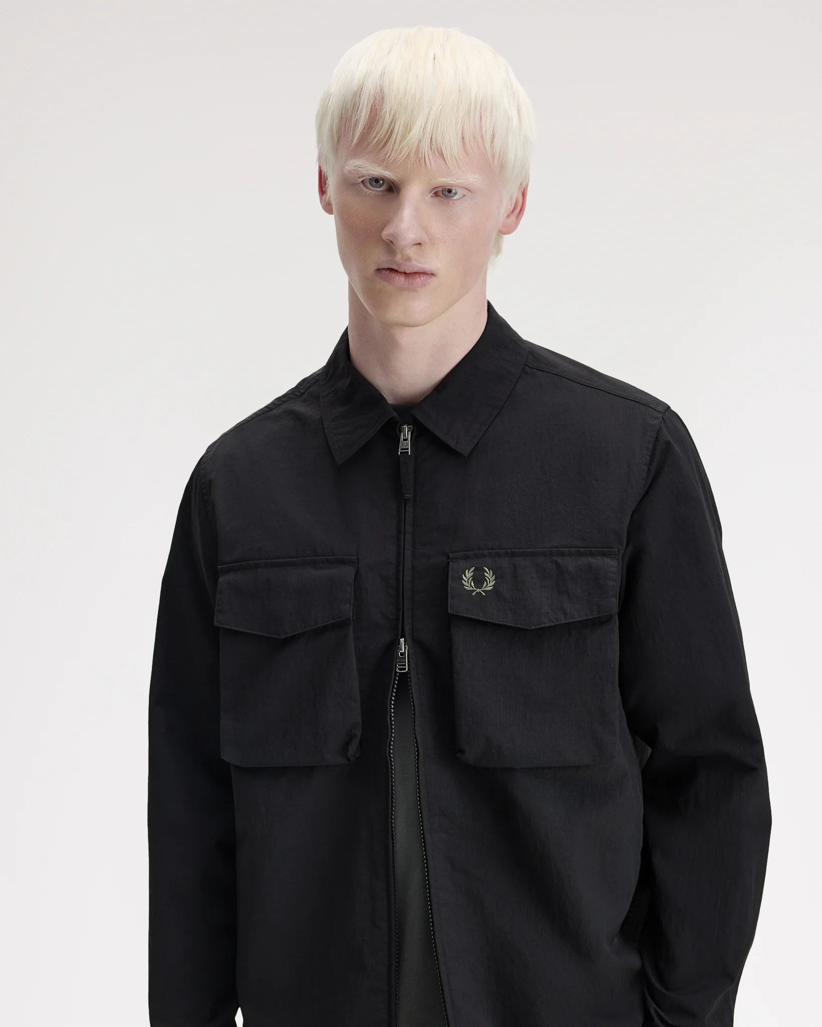 Fred Perry Ripstop Pocket Overshirt - Black - Image 3