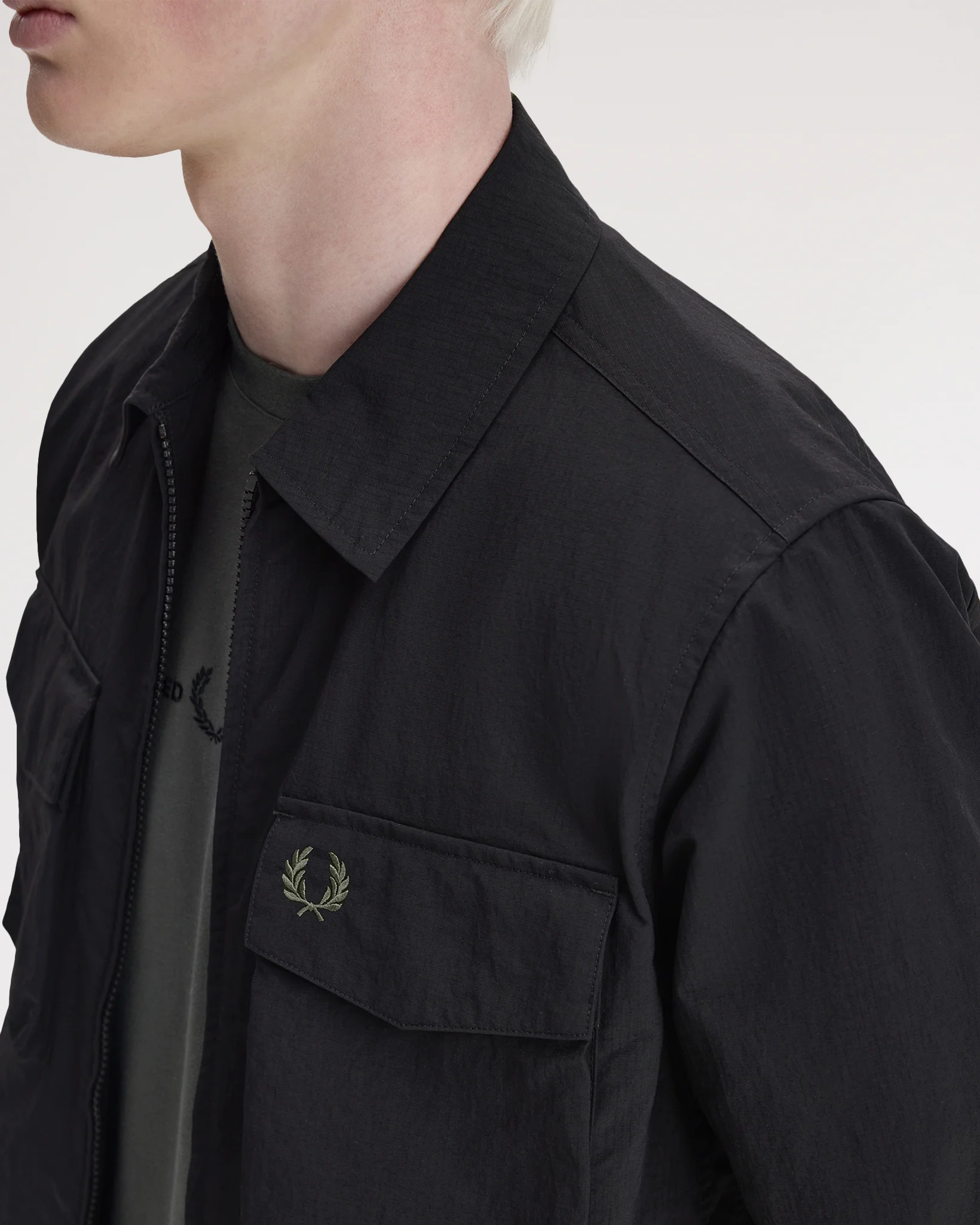 Fred Perry Ripstop Pocket Overshirt - Black - Image 6