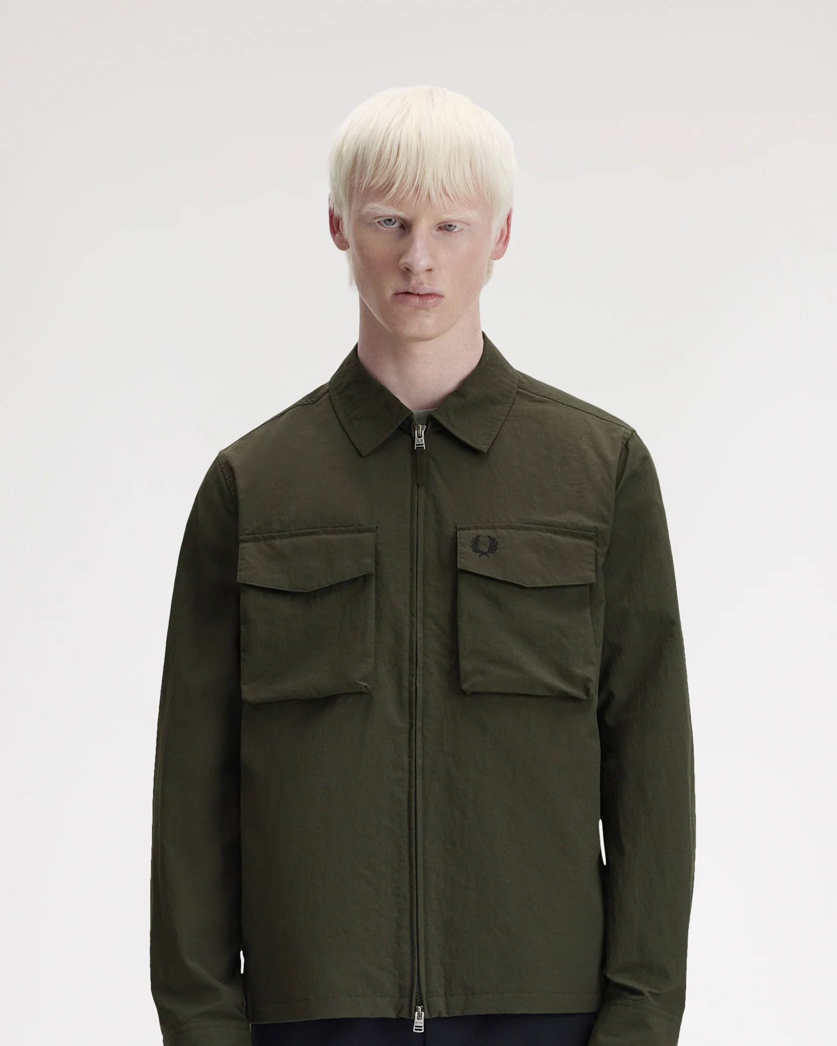 Fred Perry Ripstop Pocket Overshirt - Hunting Green - Image 2