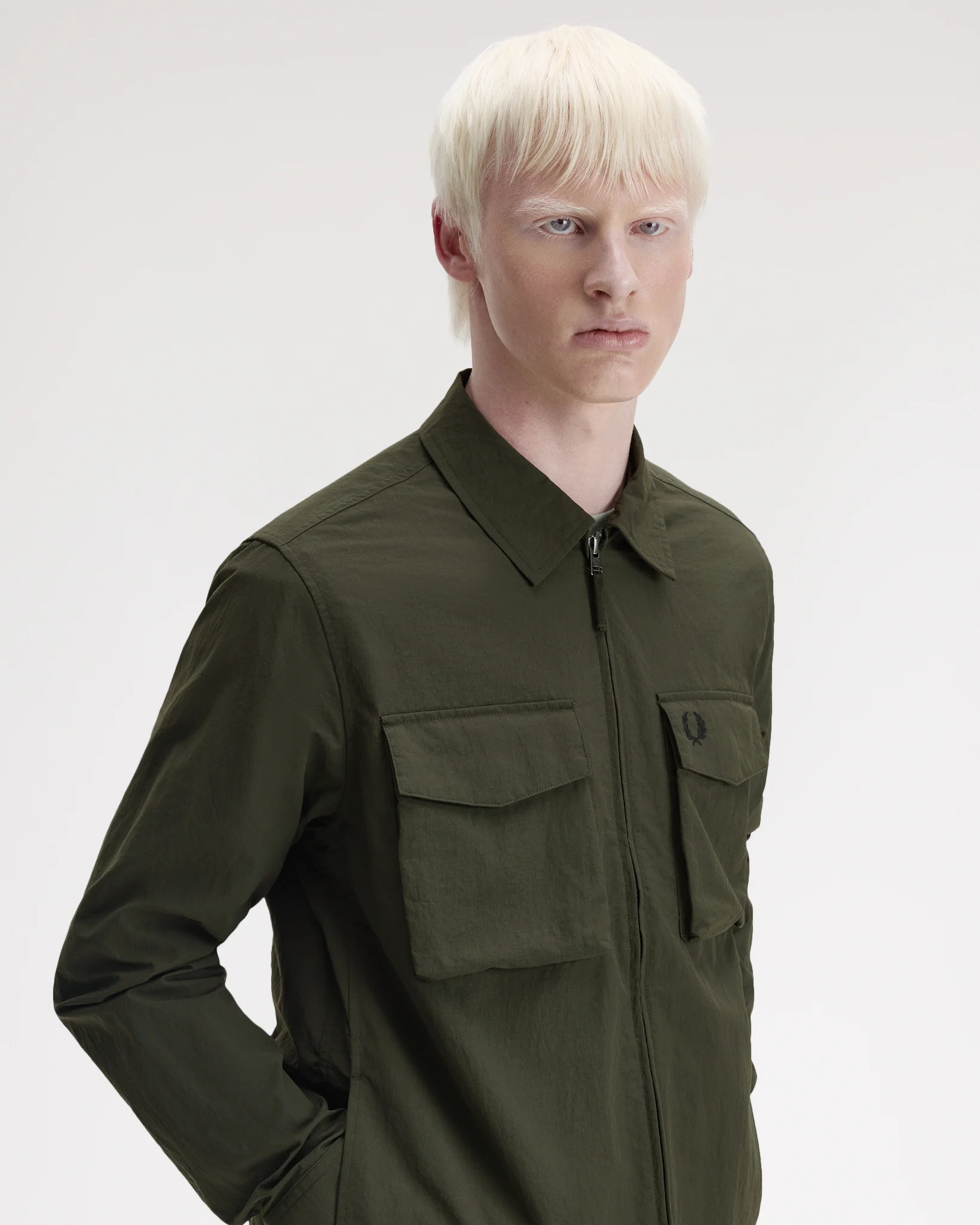 Fred Perry Ripstop Pocket Overshirt - Hunting Green - Image 4