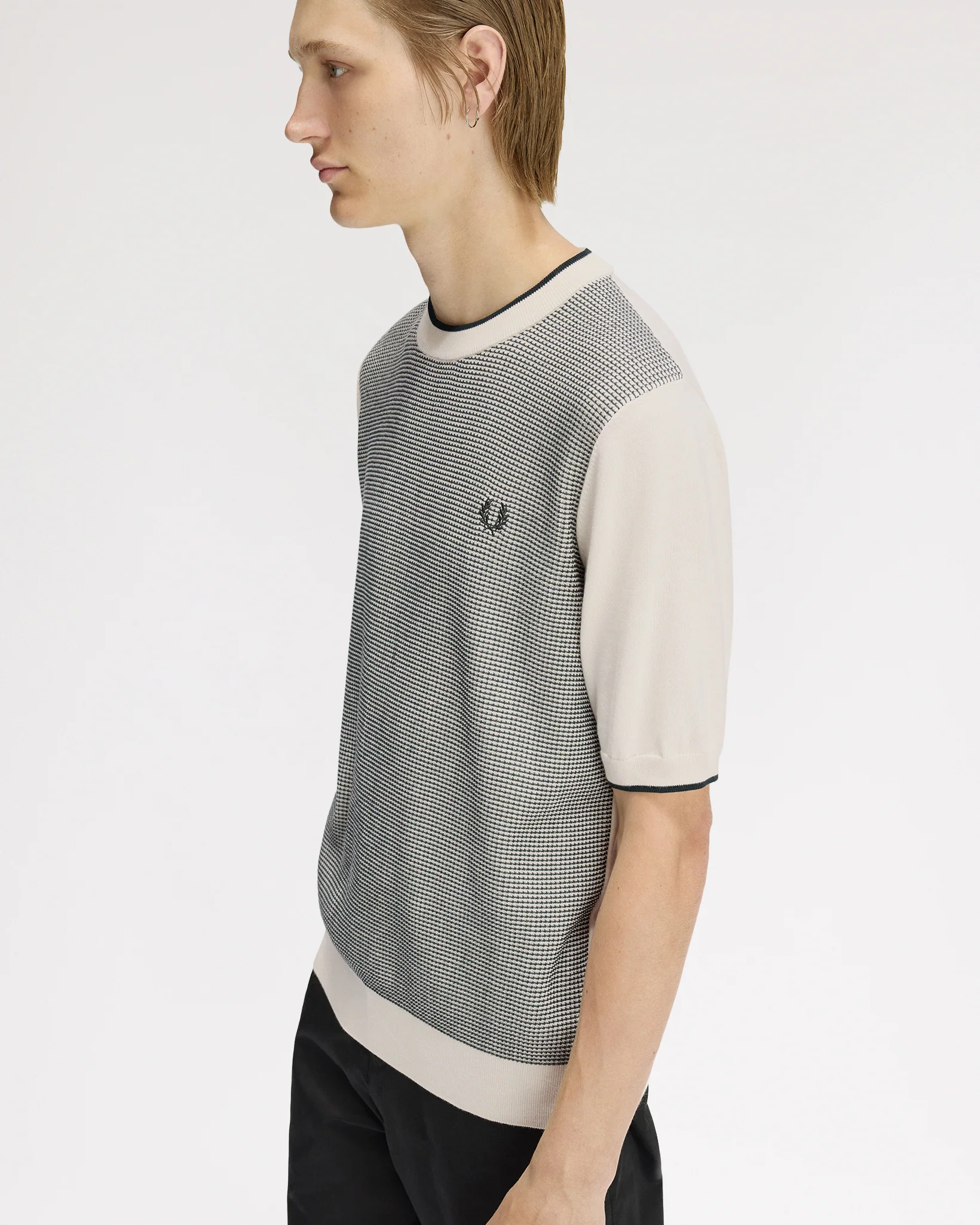 Fred Perry Tonic Waffle Knitted T-Shirt - Ecru - Image 3