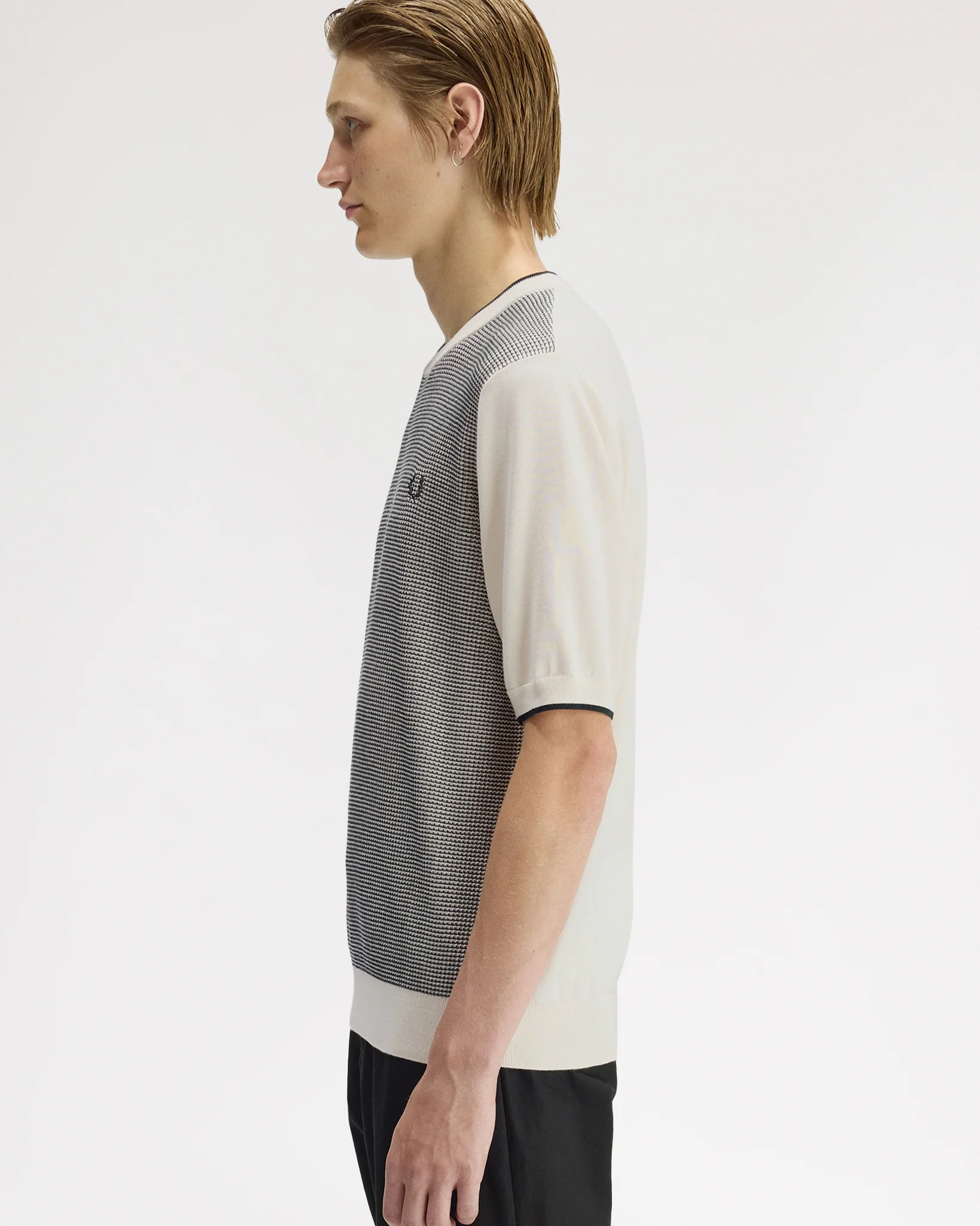 Fred Perry Tonic Waffle Knitted T-Shirt - Ecru - Image 4