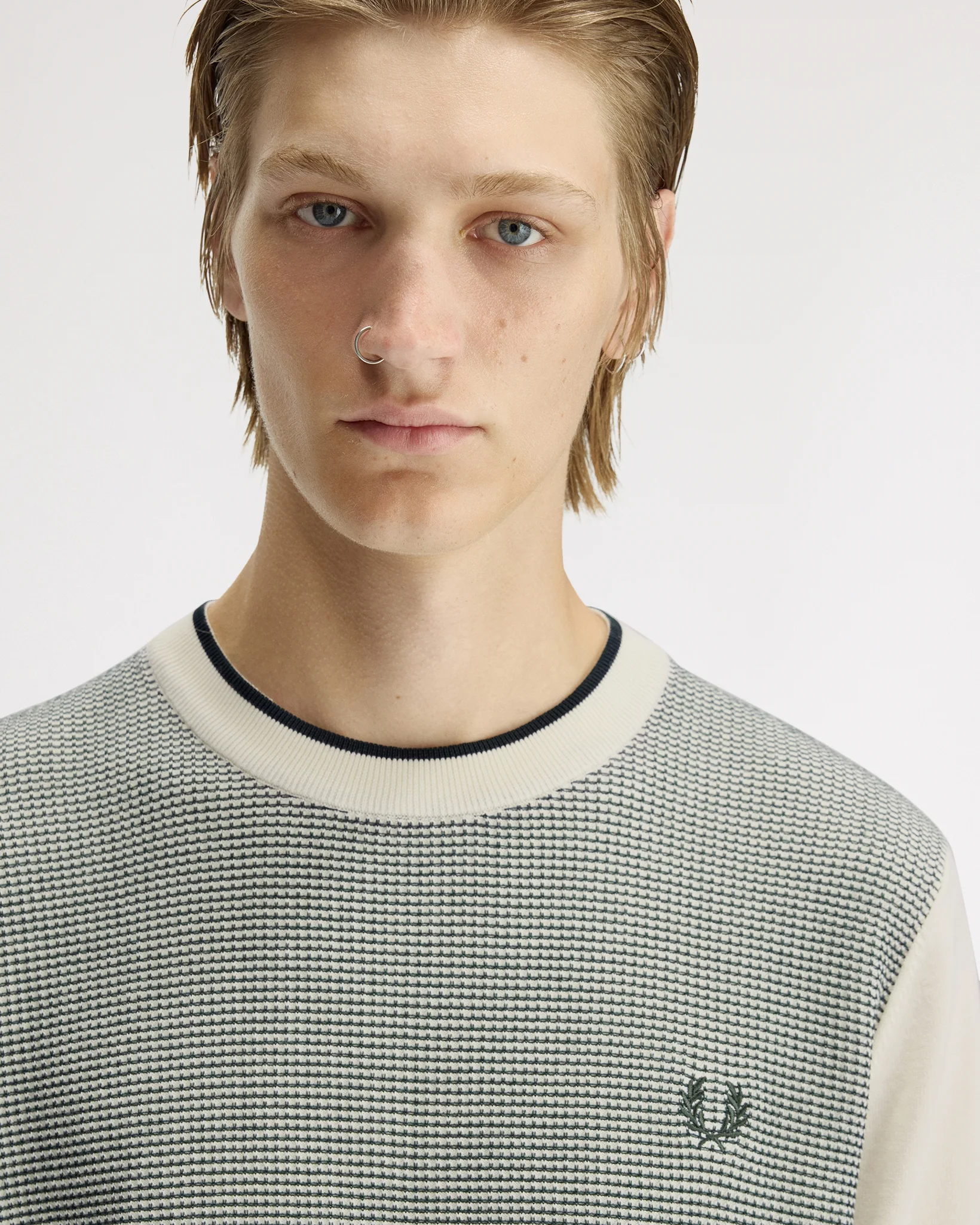 Fred Perry Tonic Waffle Knitted T-Shirt - Ecru - Image 6