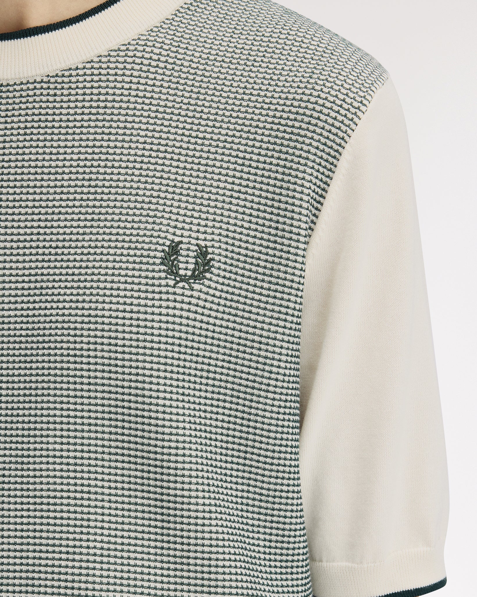 Fred Perry Tonic Waffle Knitted T-Shirt - Ecru - Image 8