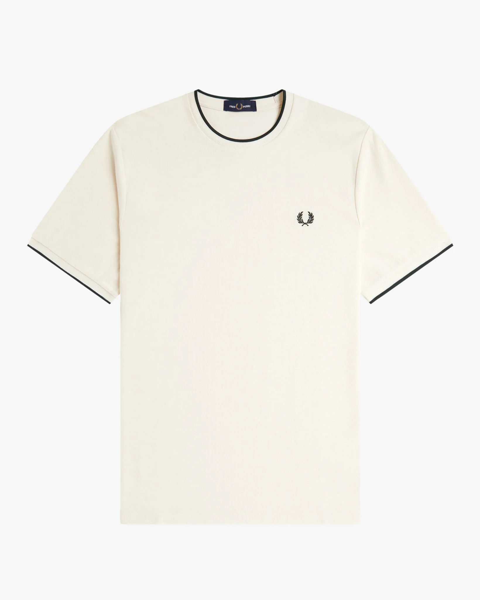 Fred Perry Trim Detail Crepe Pique T-Shirt - Ecru