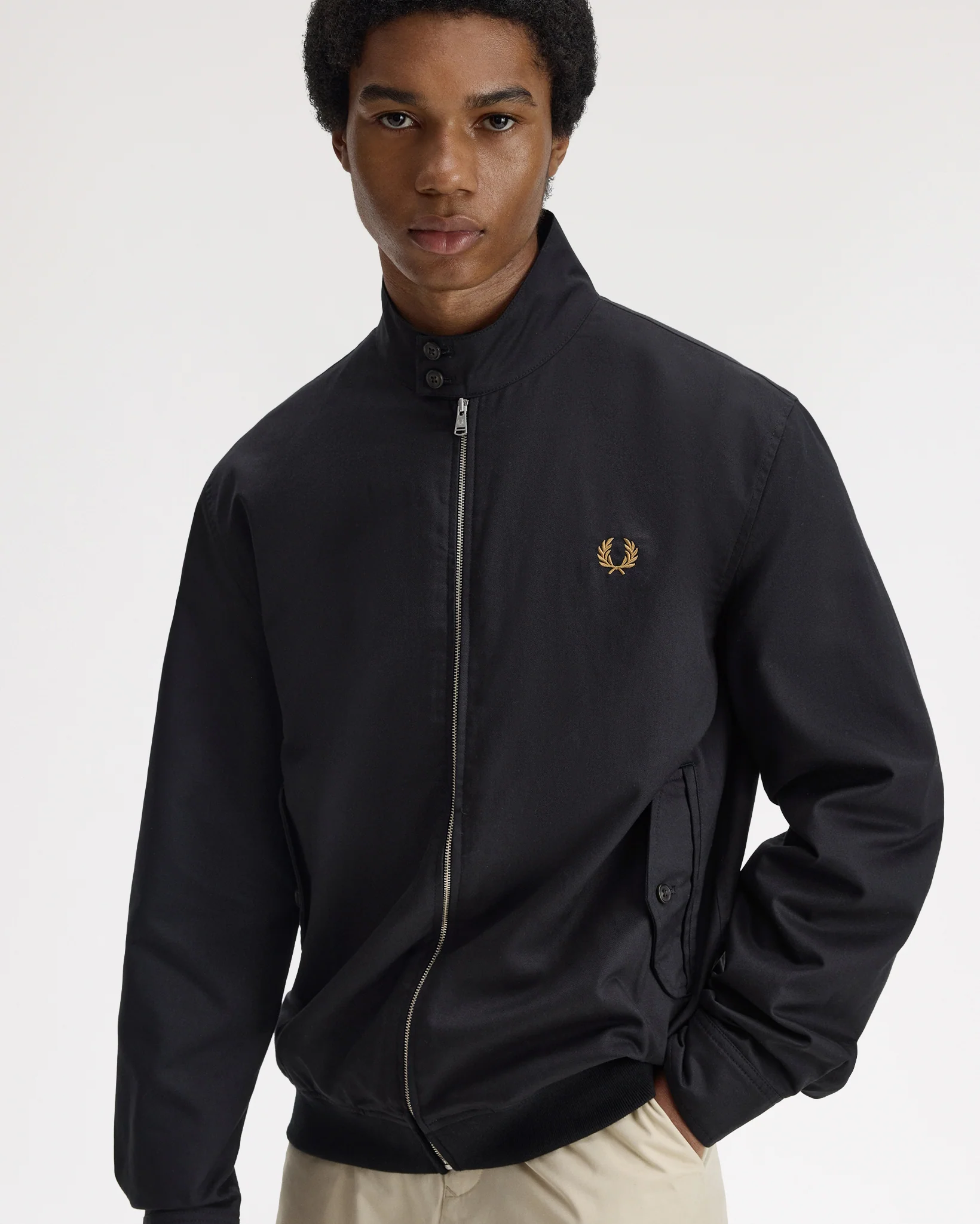 Fred Perry Twill Harrington Jacket - Black - Image 5