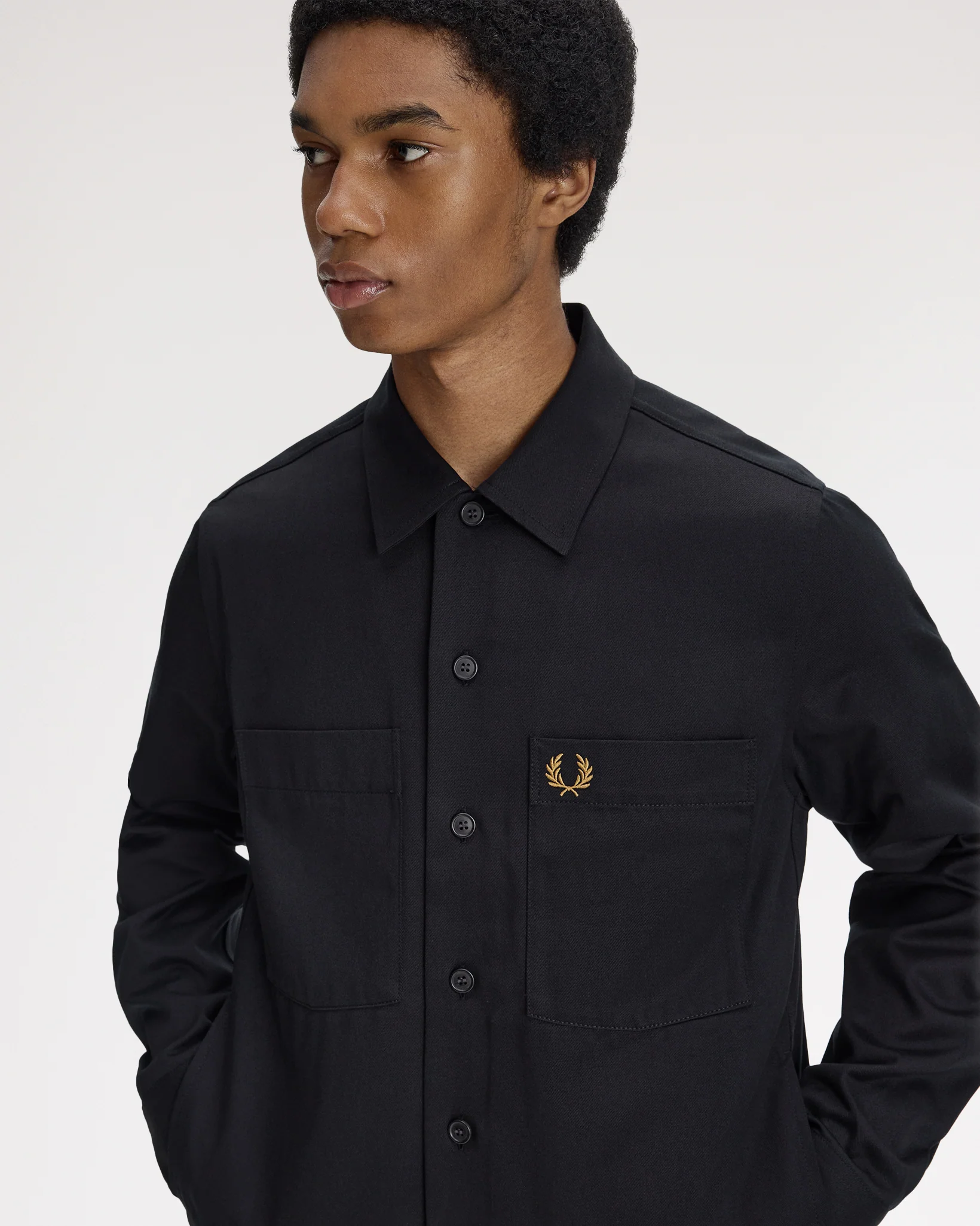 Fred Perry Twill Overshirt - Black - Image 4