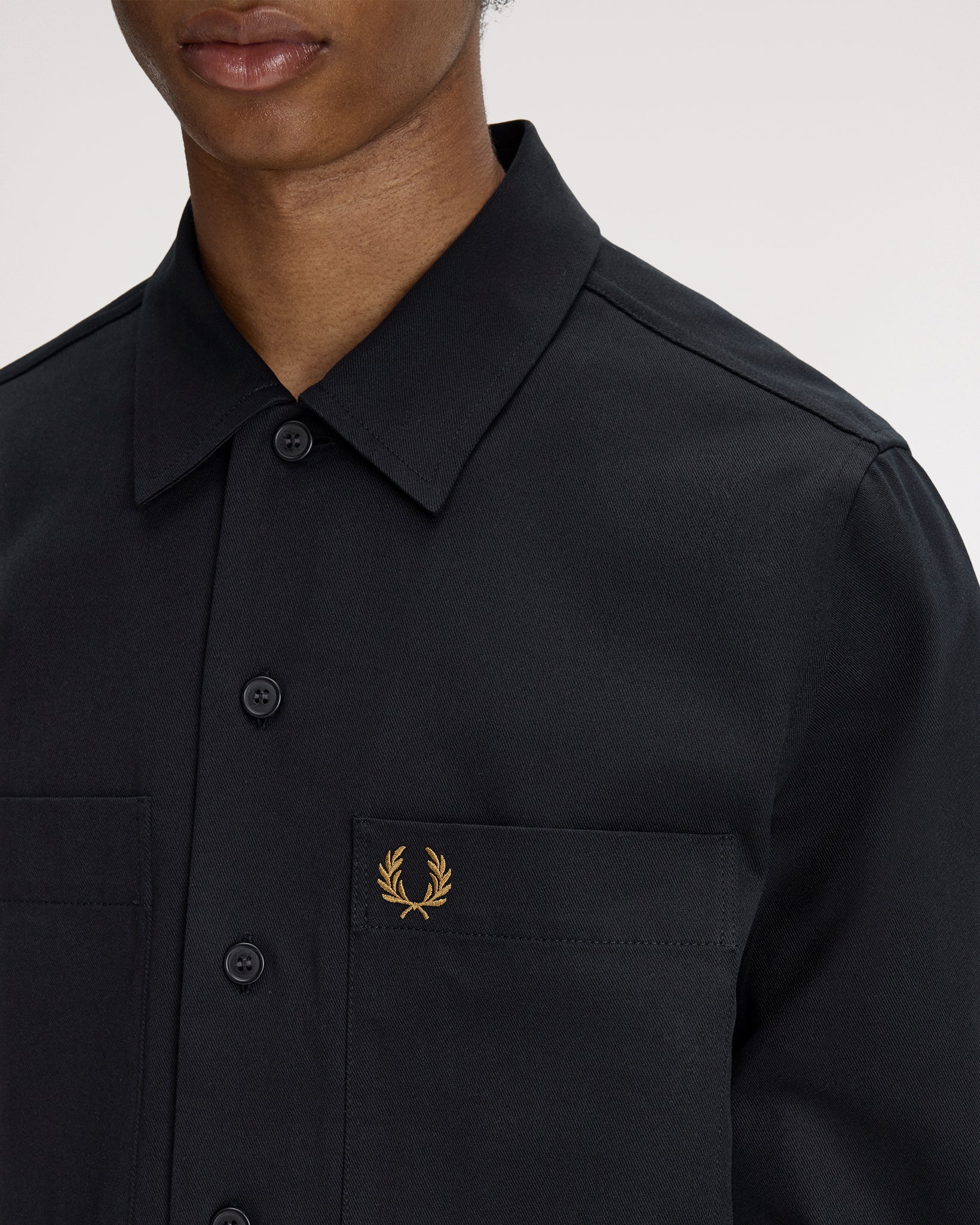 Fred Perry Twill Overshirt - Black - Image 6