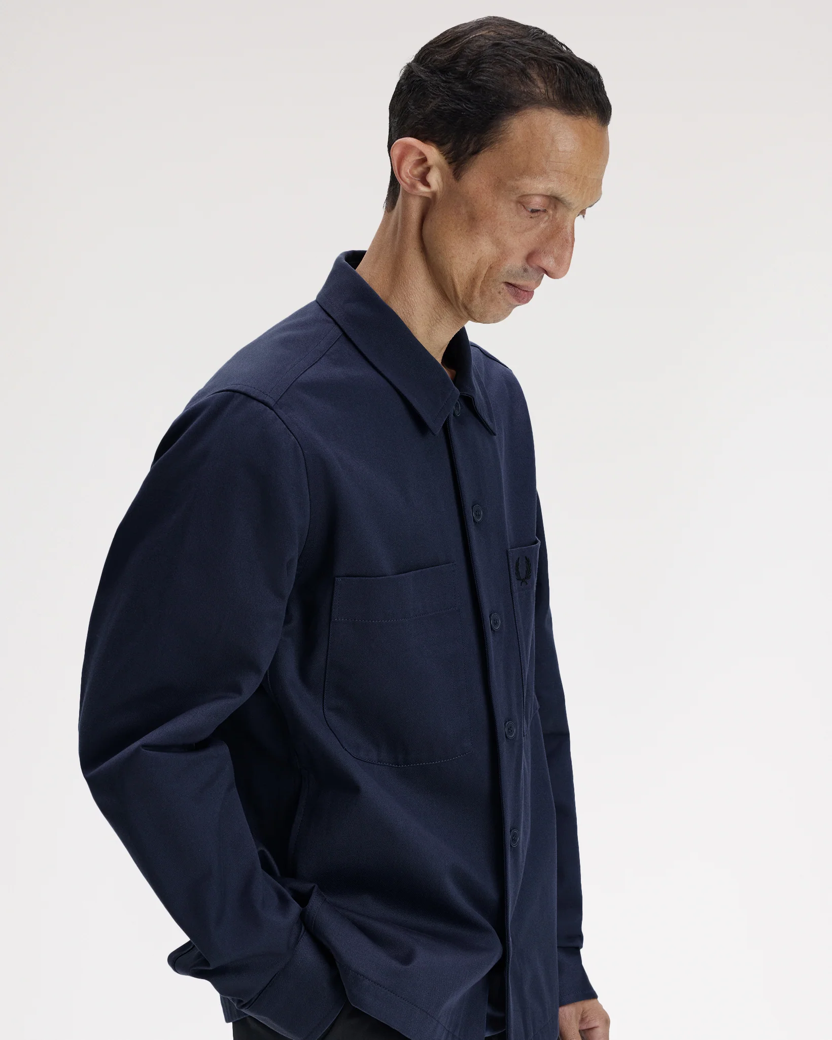 Fred Perry Twill Overshirt - Dark Airforce - Image 3