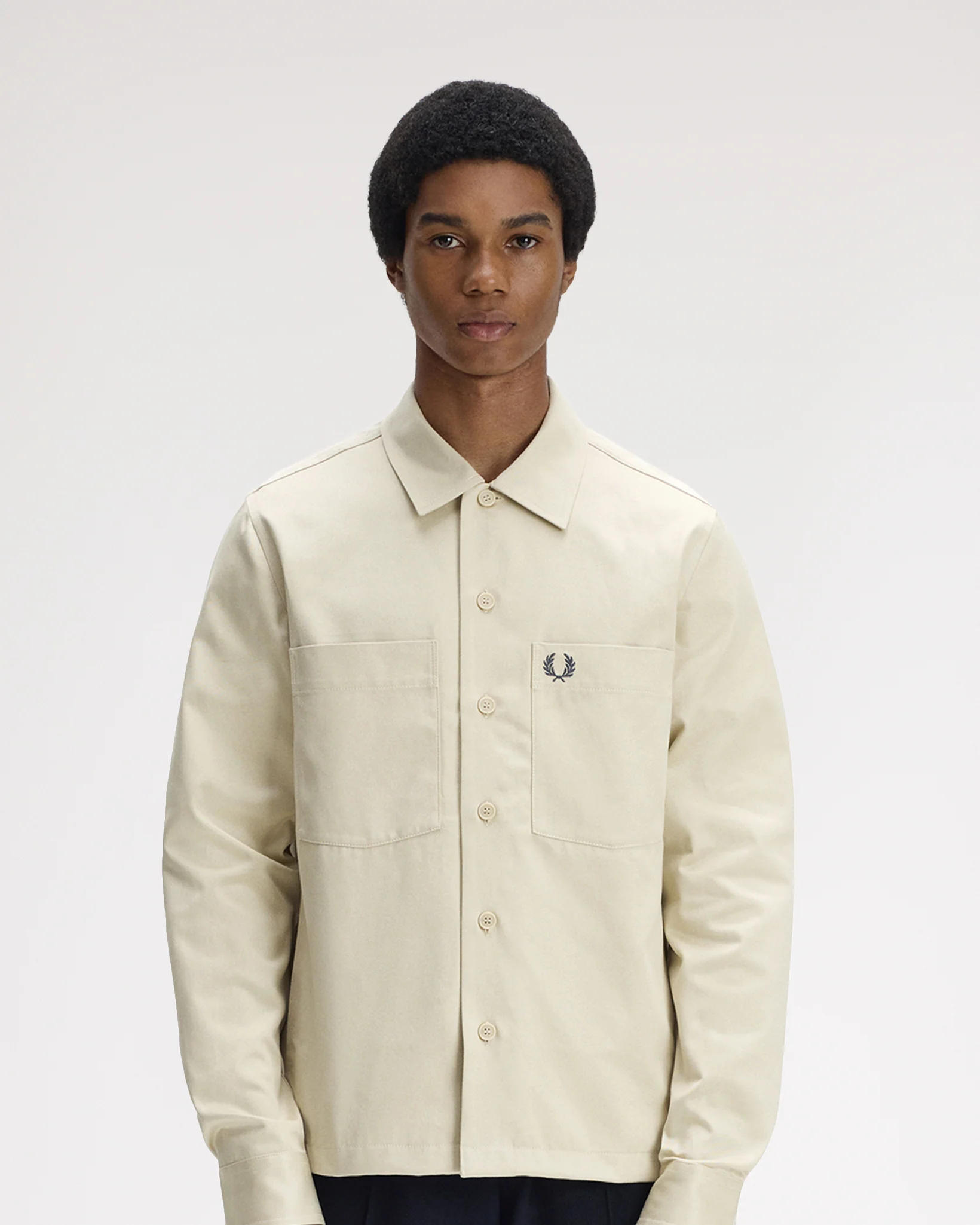 Fred Perry Twill Overshirt - Oatmeal - Image 2