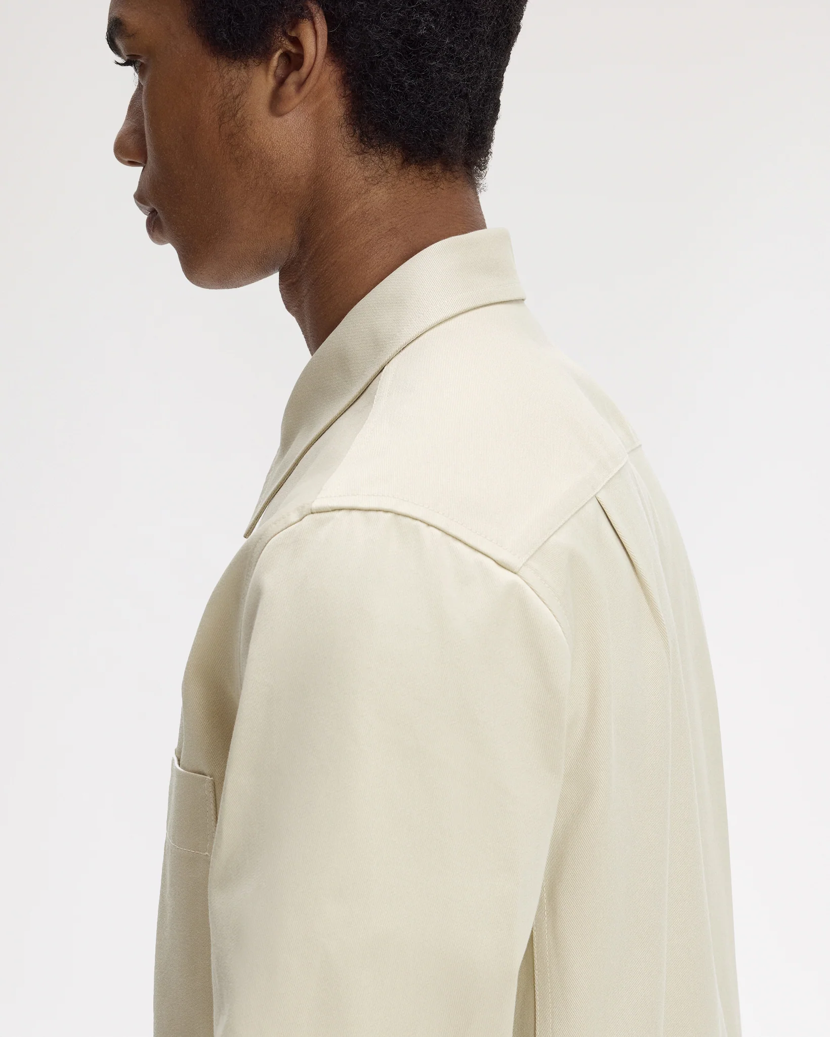 Fred Perry Twill Overshirt - Oatmeal - Image 7