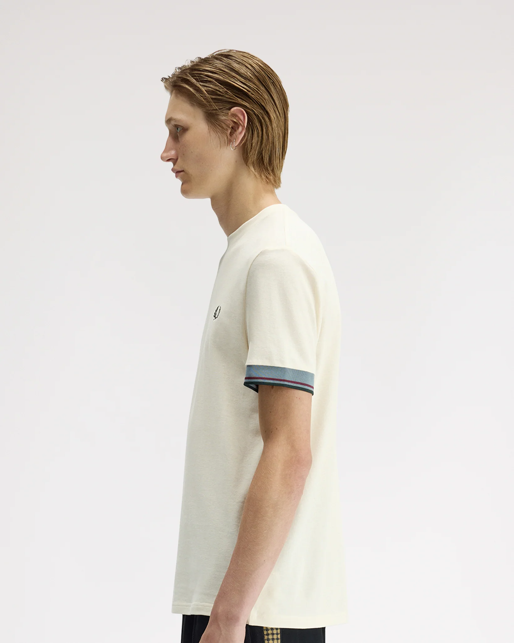 Fred Perry Twin Tipped Cuff T-Shirt - Ecru - Image 3