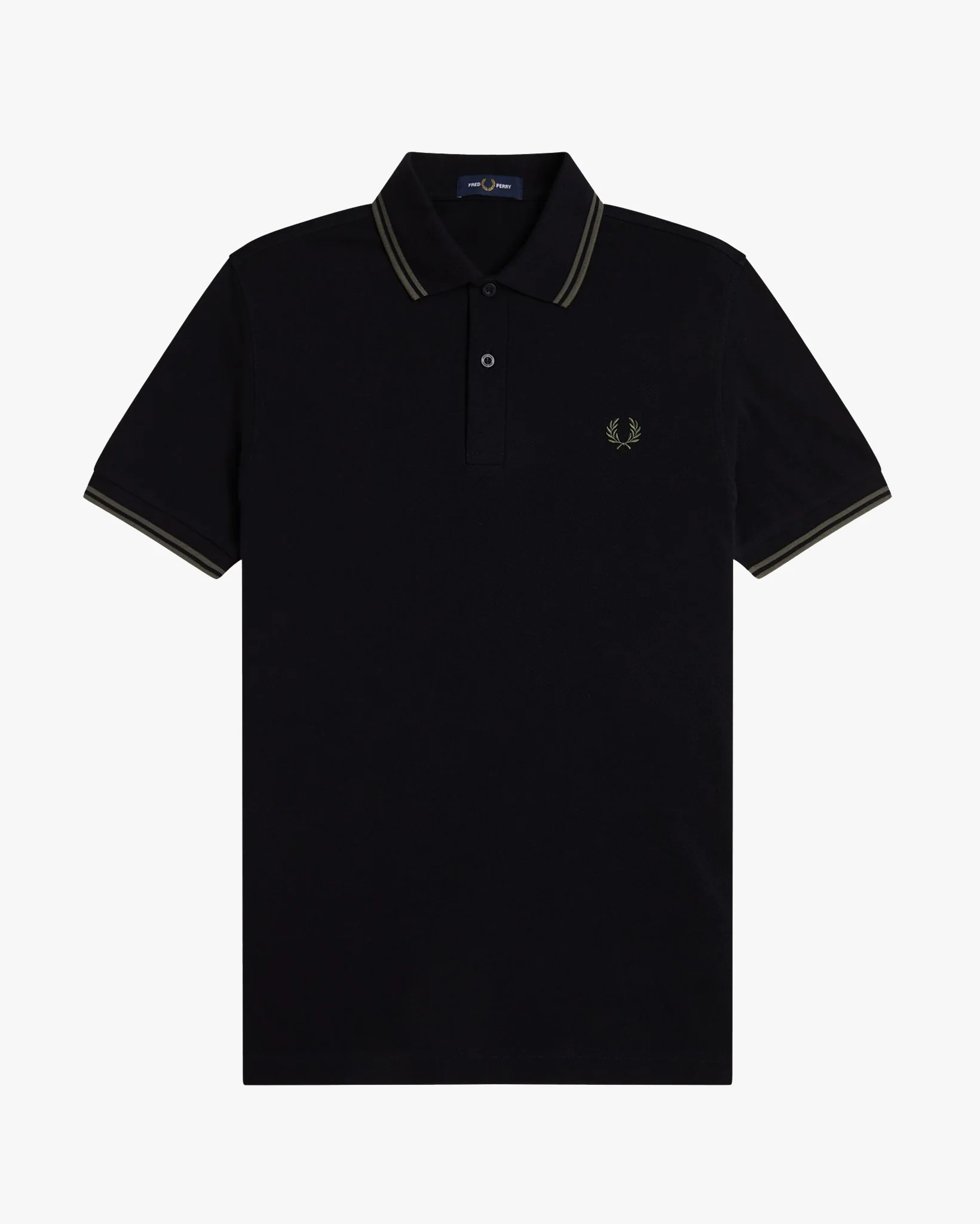 Fred Perry Twin Tipped Polo Shirt - Black / Field Green
