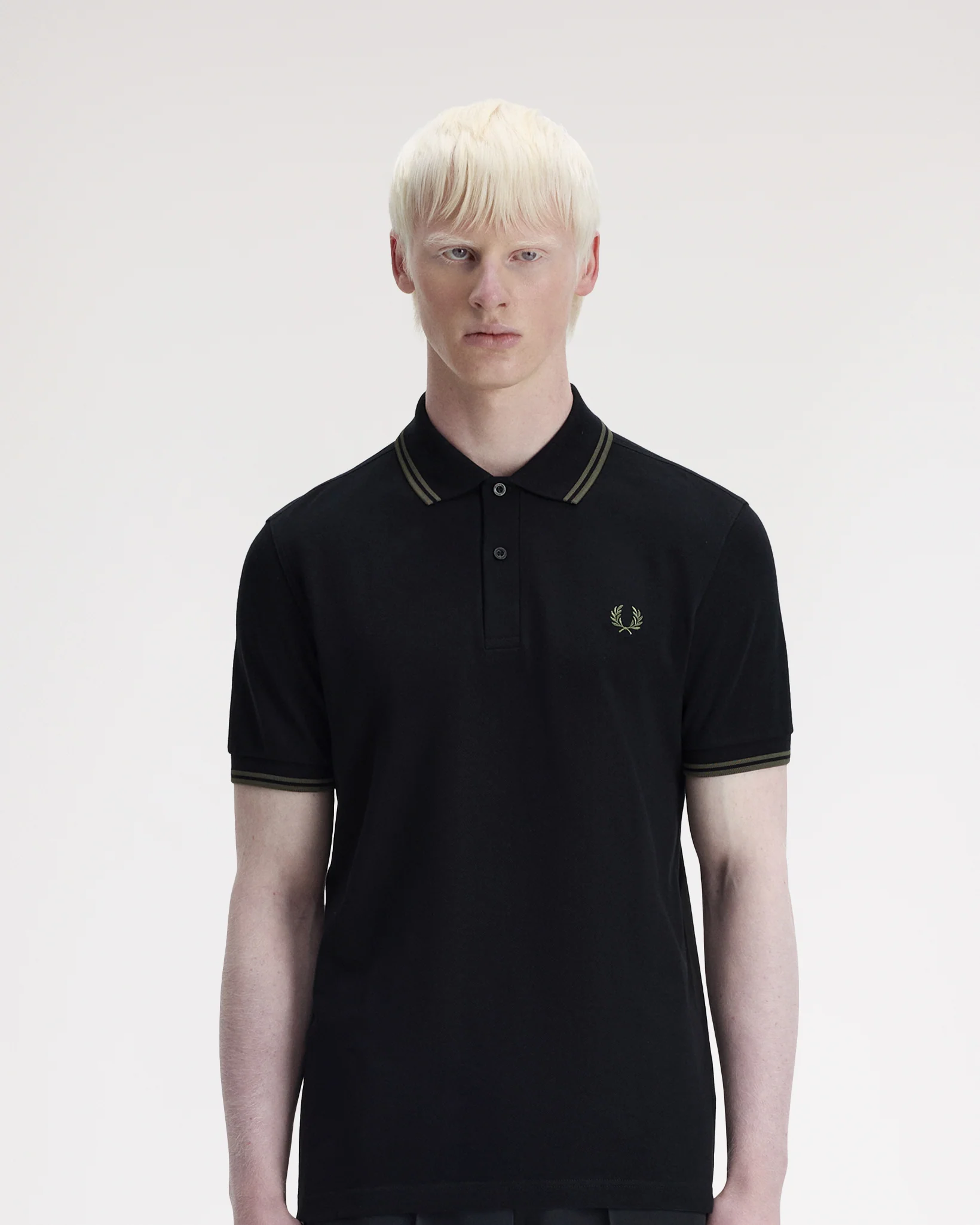 Fred Perry Twin Tipped Polo Shirt - Black / Field Green - Image 2