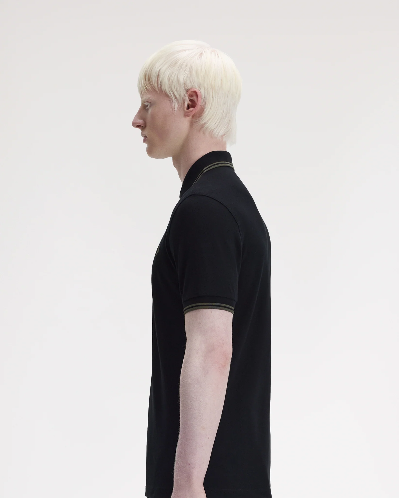 Fred Perry Twin Tipped Polo Shirt - Black / Field Green - Image 3