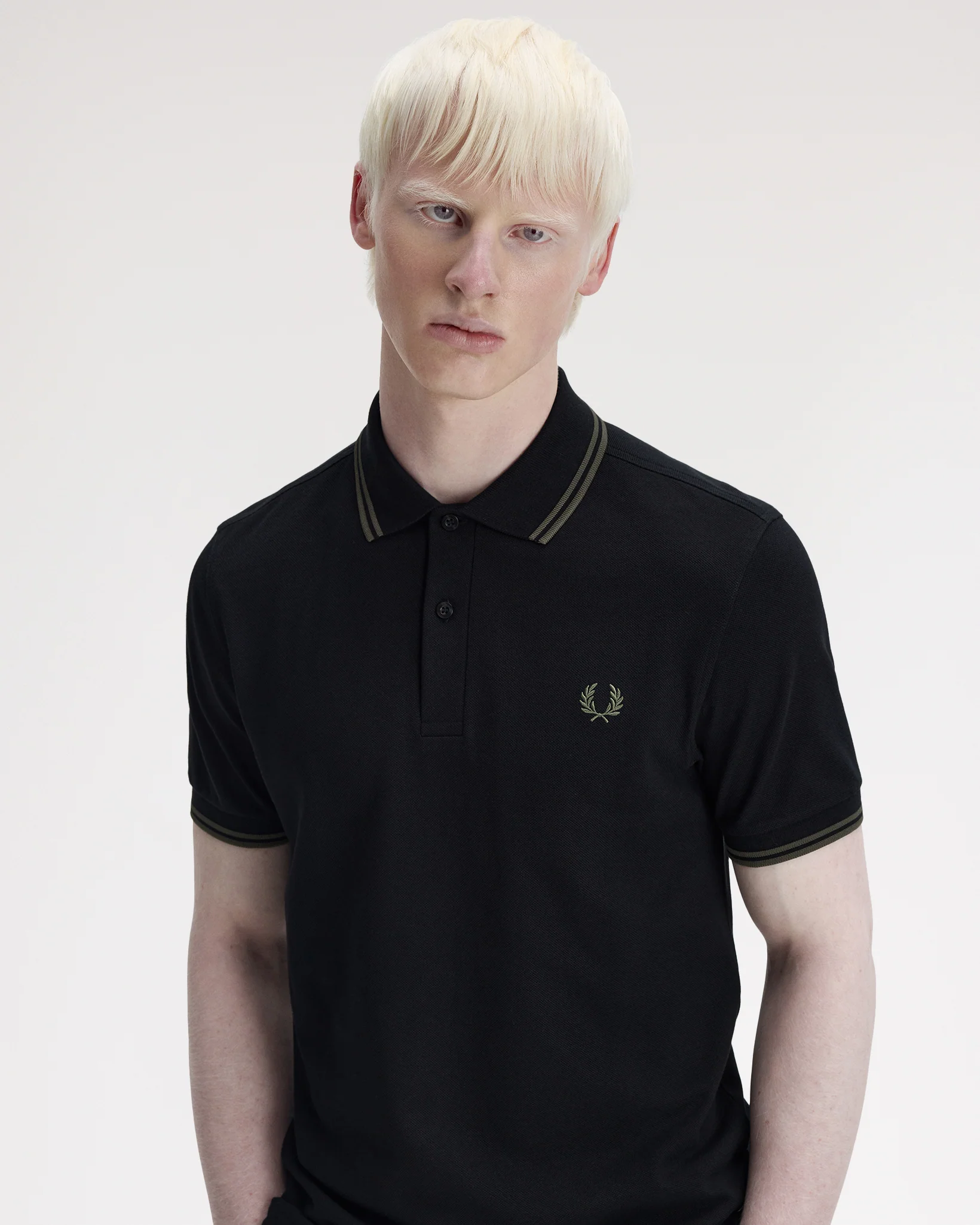 Fred Perry Twin Tipped Polo Shirt - Black / Field Green - Image 4