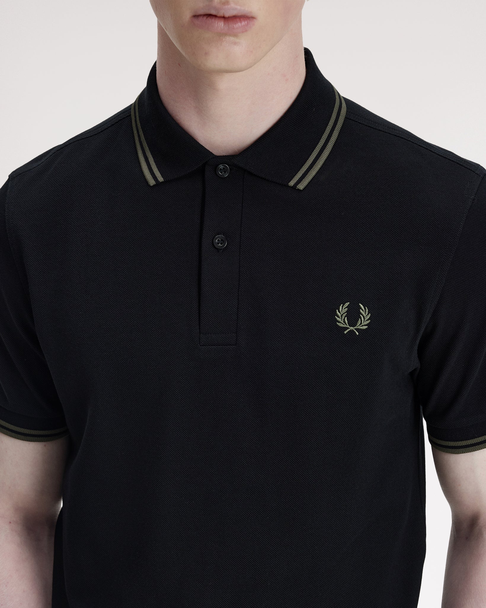 Fred Perry Twin Tipped Polo Shirt - Black / Field Green - Image 6