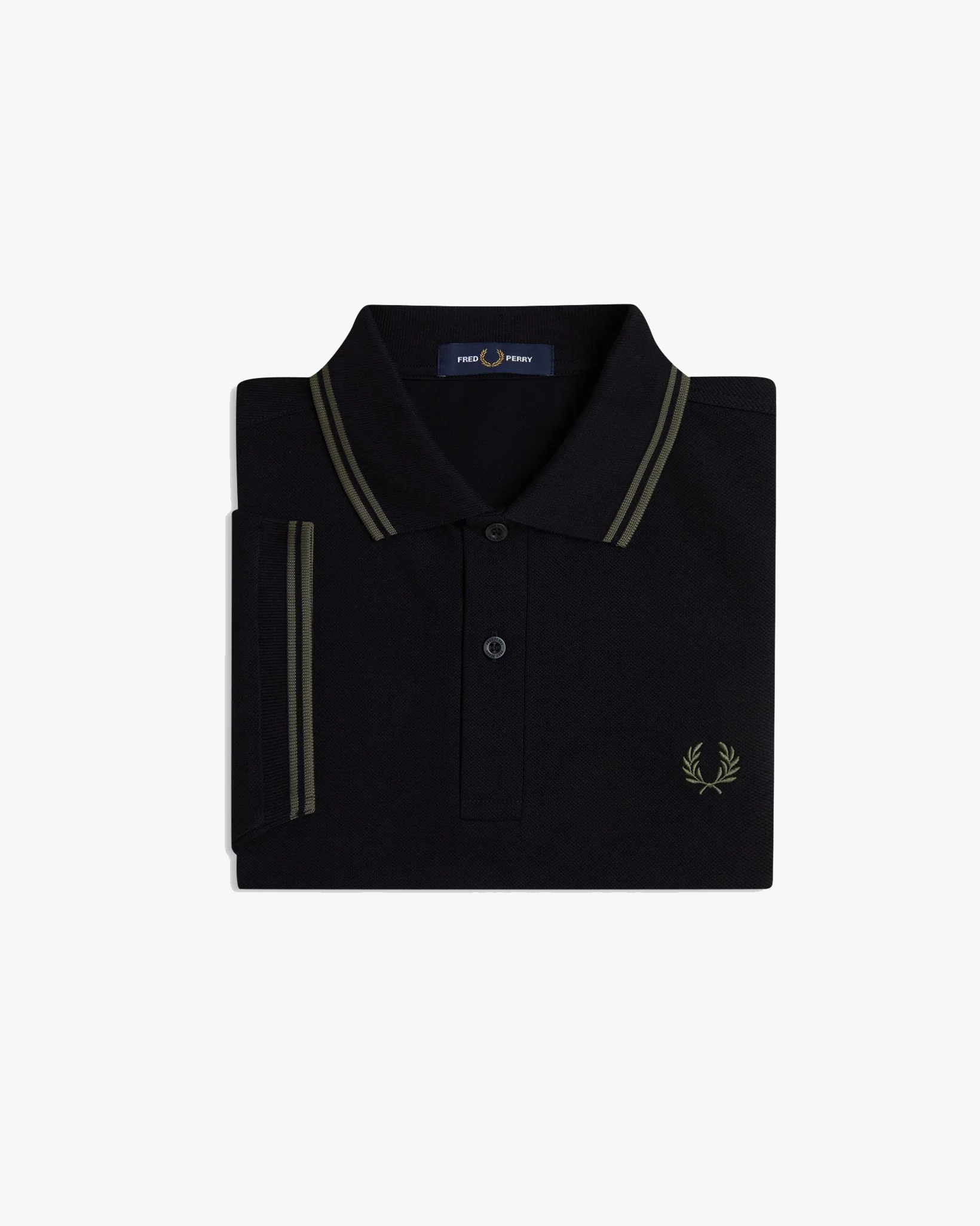 Fred Perry Twin Tipped Polo Shirt - Black / Field Green - Image 7