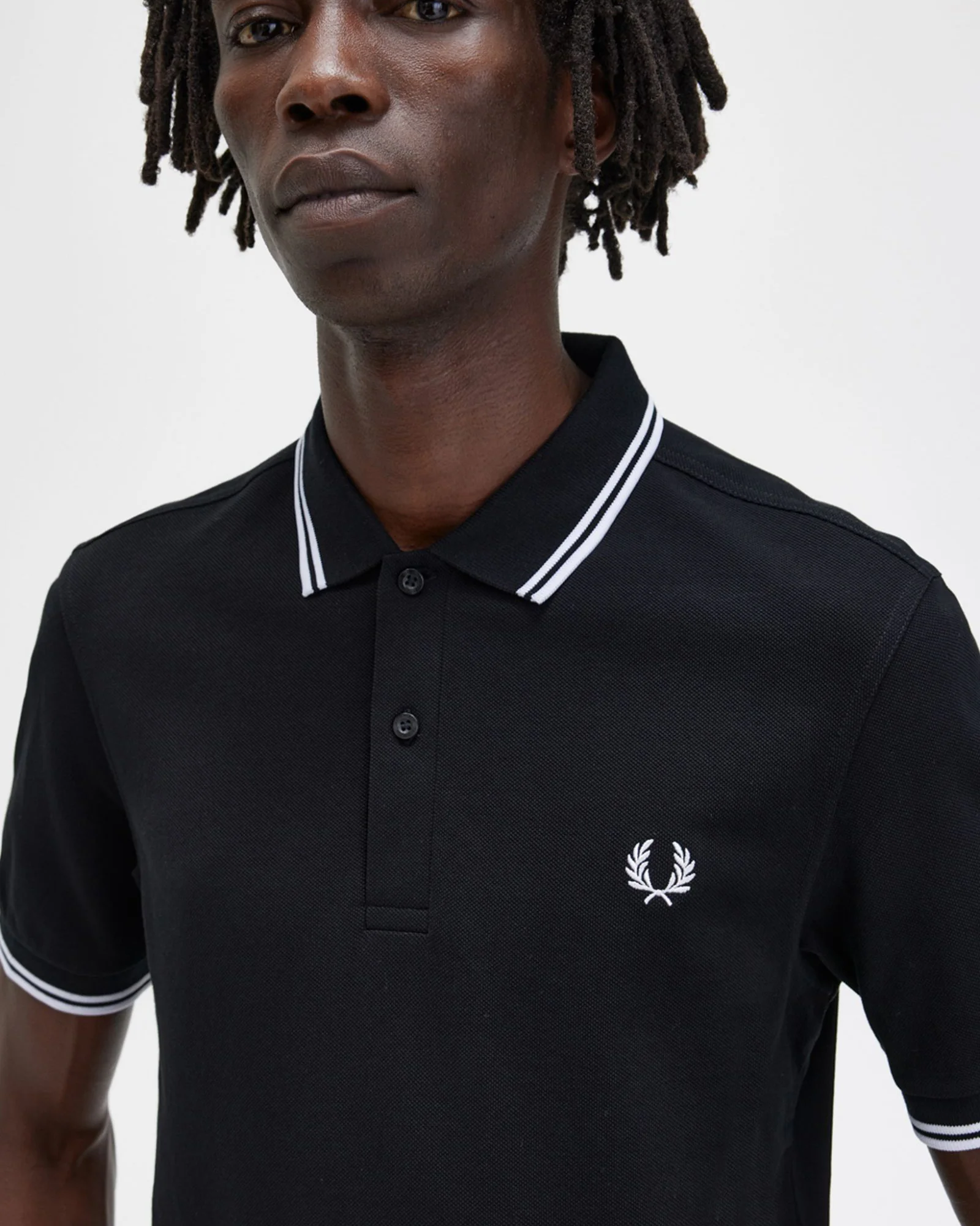 Fred Perry Twin Tipped Polo Shirt - Black / White / White - Image 3