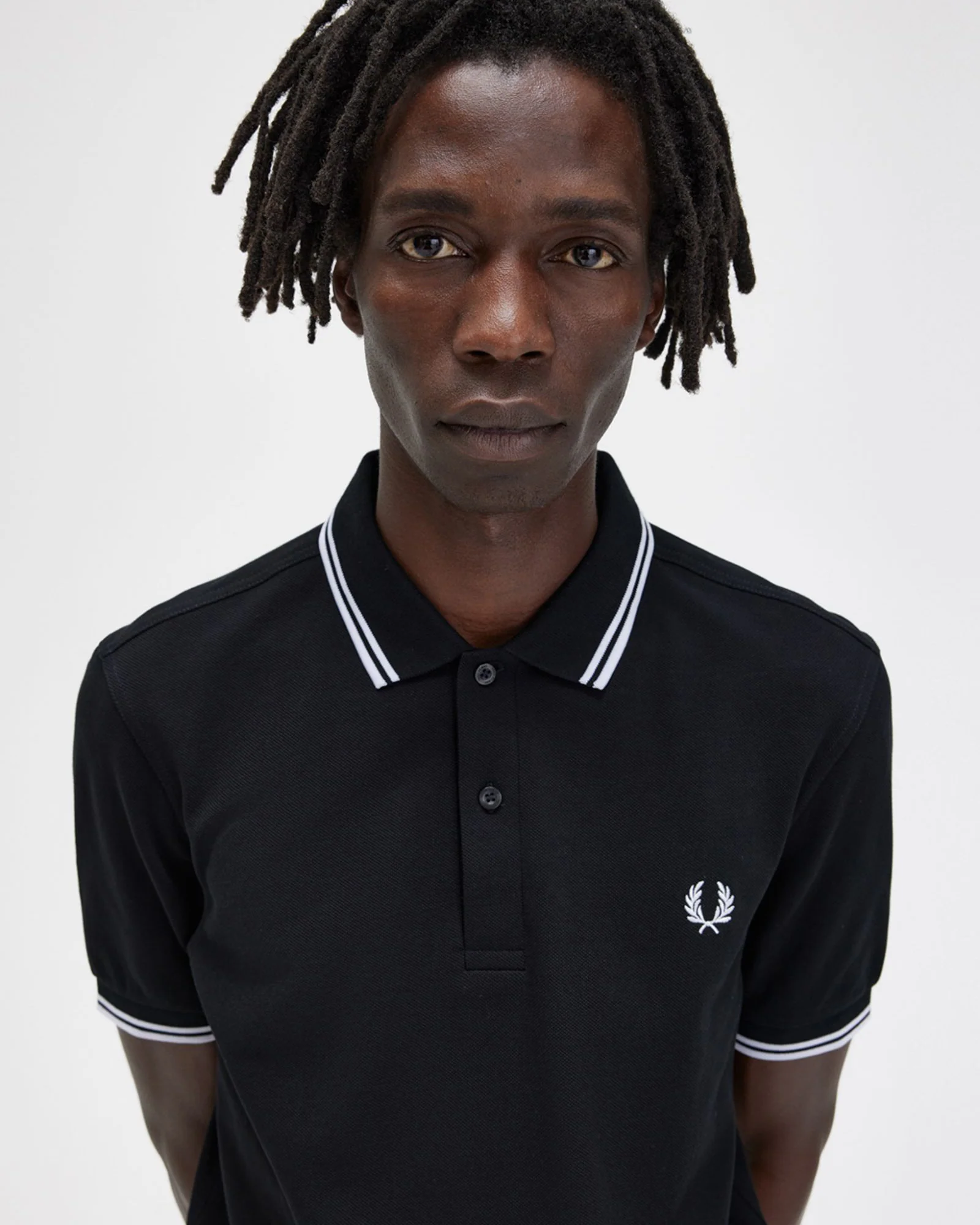Fred Perry Twin Tipped Polo Shirt - Black / White / White - Image 4