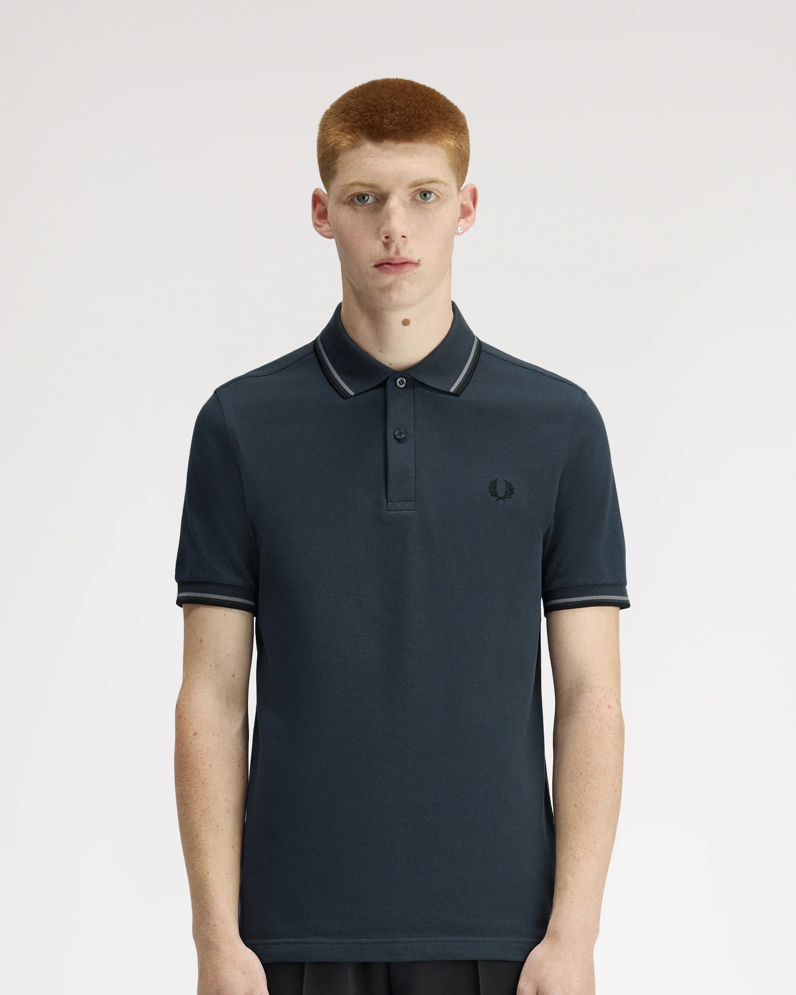 Fred Perry Twin Tipped Polo Shirt - Dark Airforce / Stockport Blue / Black - Image 2
