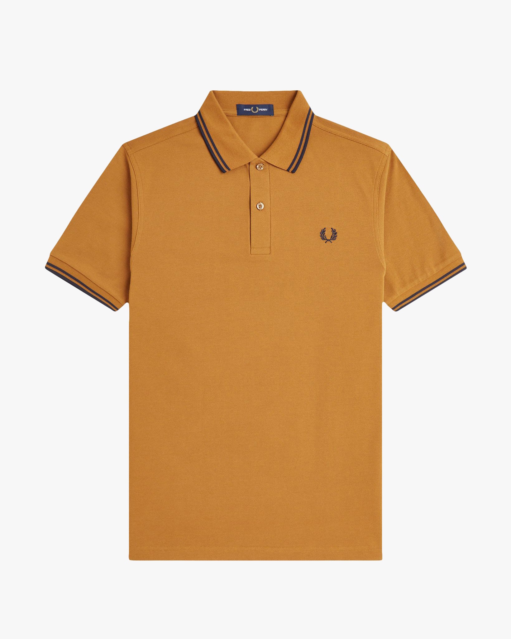 Fred Perry Twin Tipped Polo Shirt - Dark Caramel / Navy